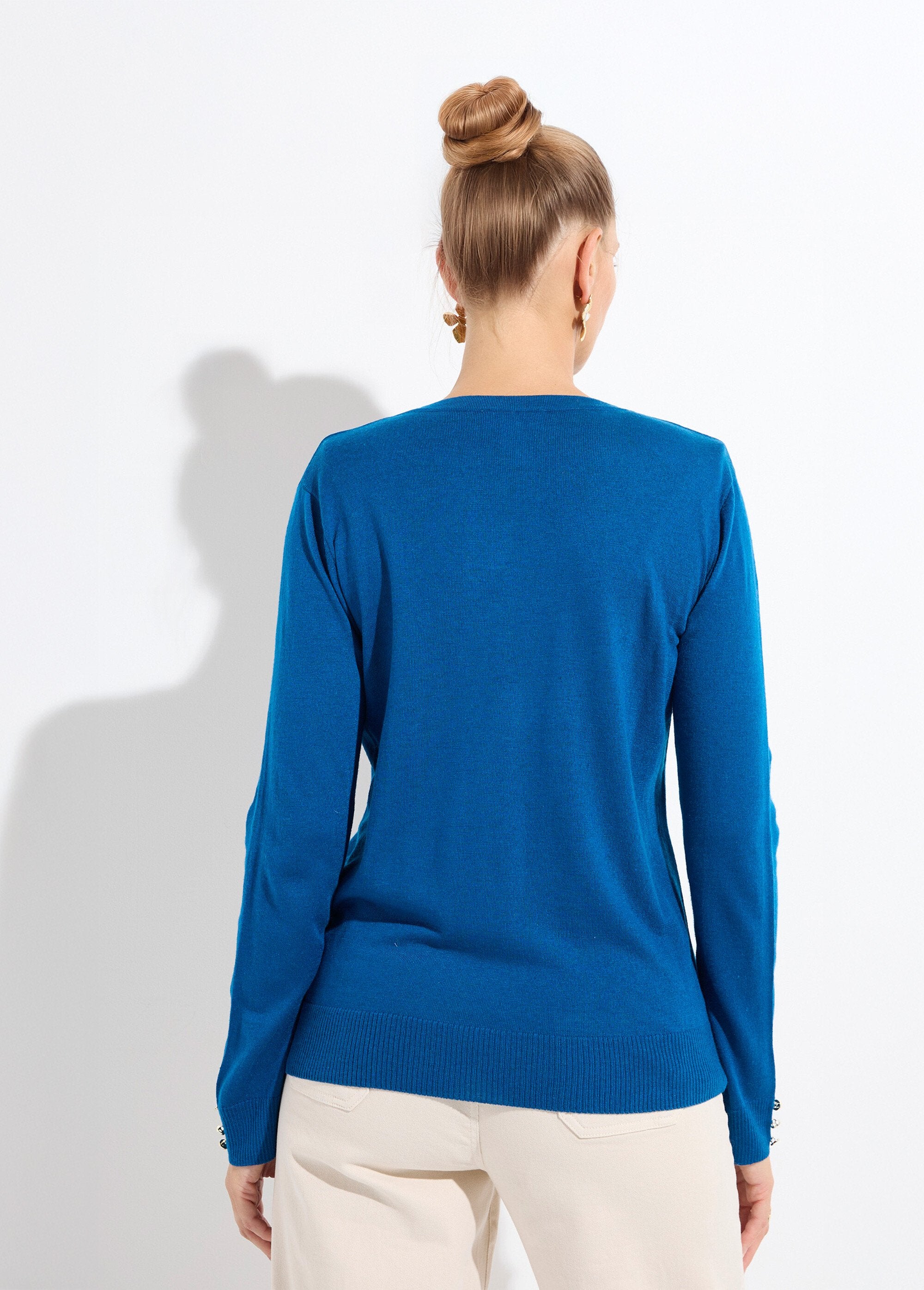 Gilet_fin_col_rond_boutonné_jersey_uni_avec_laine_mérinos_Canard_DO1_slim