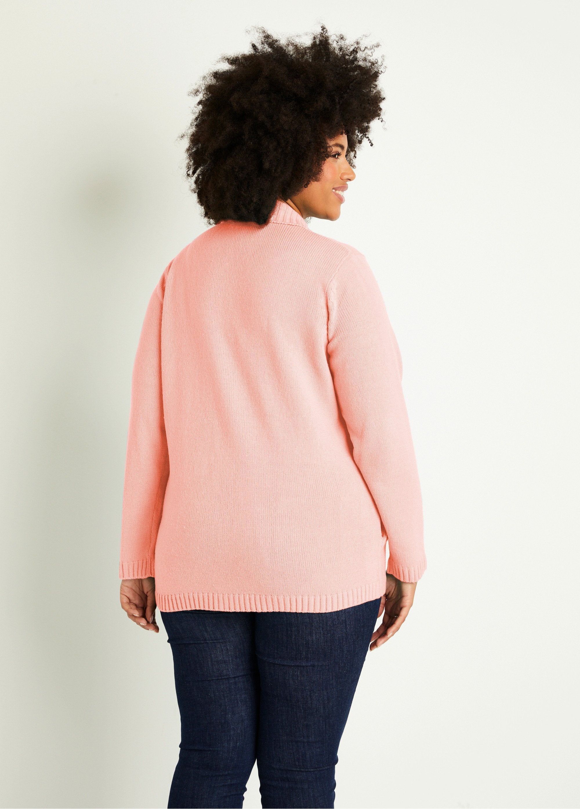 Gilet_zippé_long_uni_col_montant_Rose_DO1_curvy