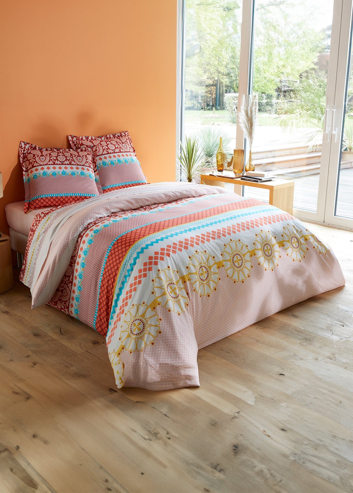 Drap plat en coton lavé, Betsy - Imprimé floral - 270 x 290 cm | Leroy Merlin
