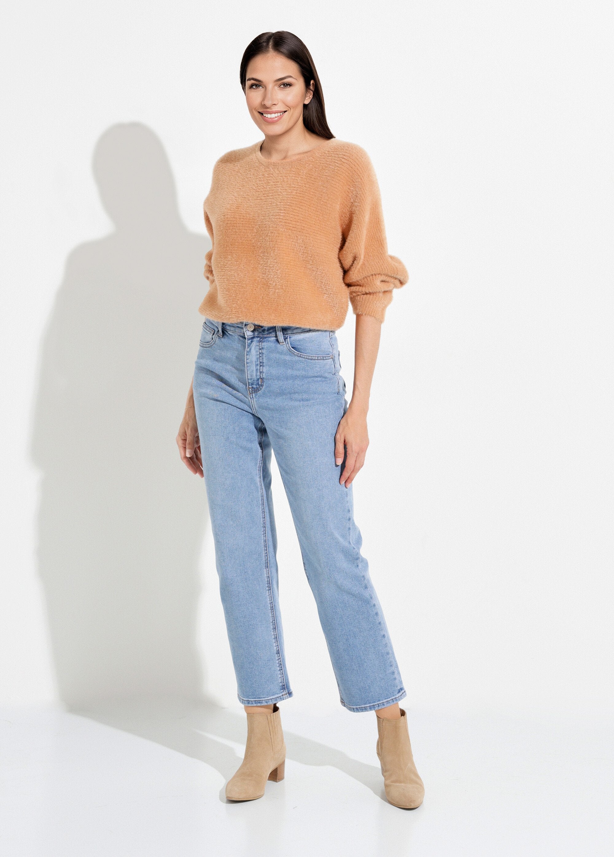 Jean_droit_5_poches,_spécial_PETITE_Denim_moyen_SF1_slim