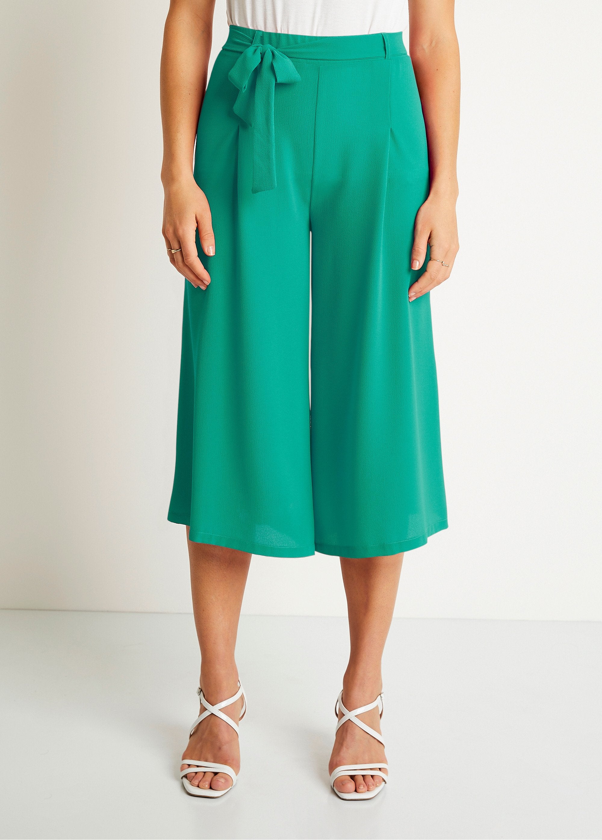 Jupe-culotte_longue_taille_semi-élastiquée_Uni_vert_FA1_slim