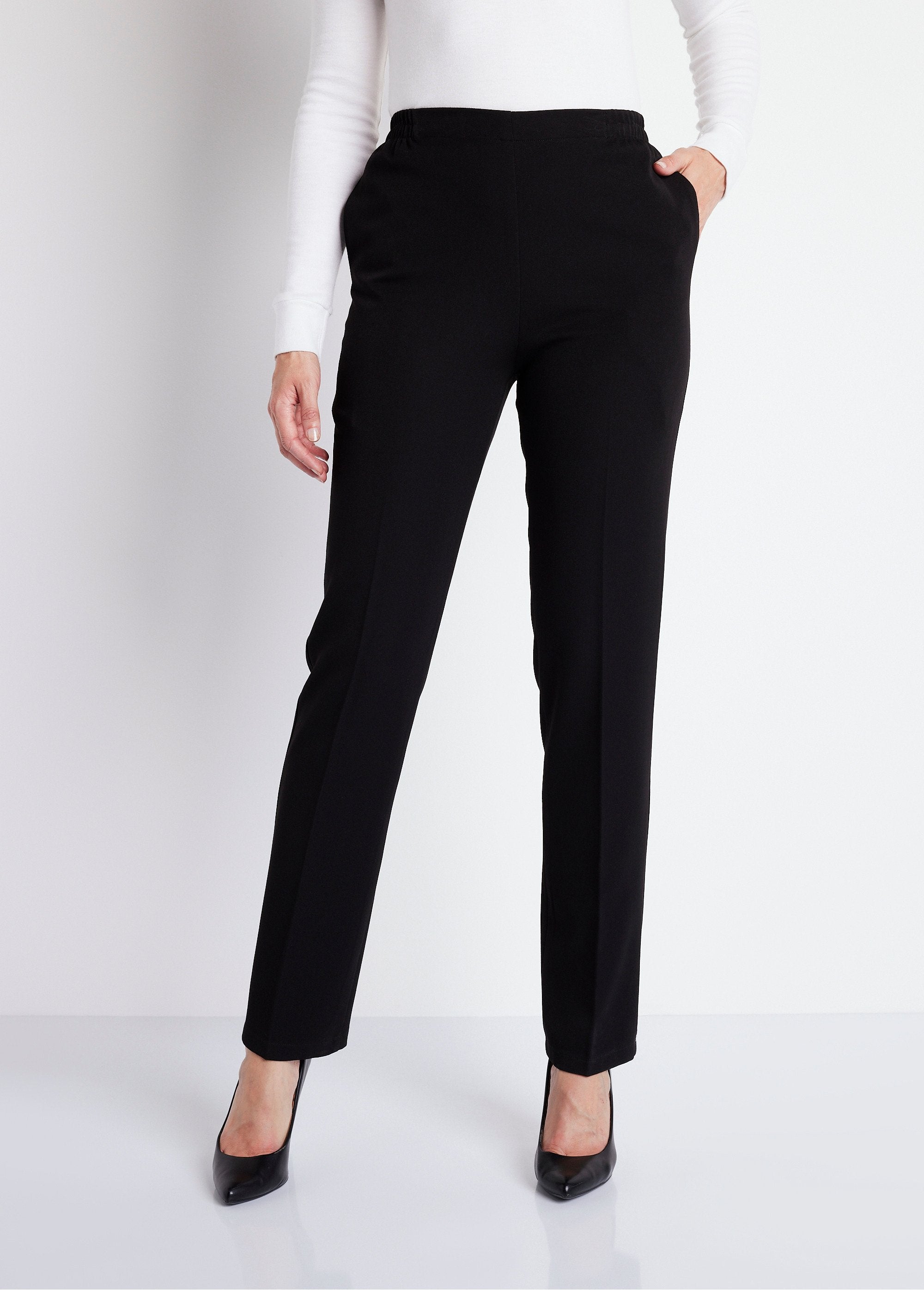 Pantalon_droit_taille_semi_élastiquée_ventre_plat_Uni_noir_FA1_slim