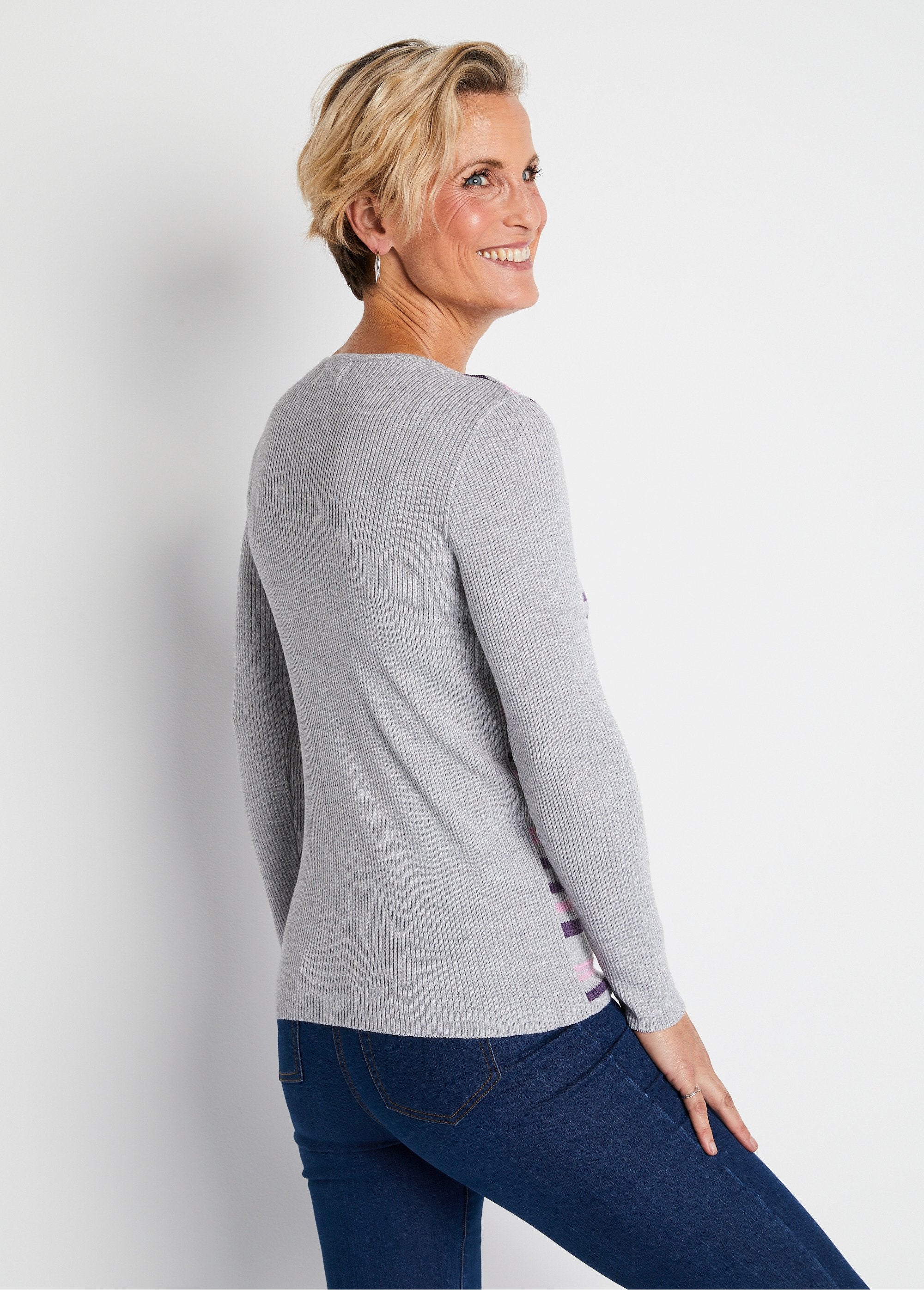 Pull_chaud_col_rond_laine_mérinos_Raye_argent_et_prune_DO1_slim