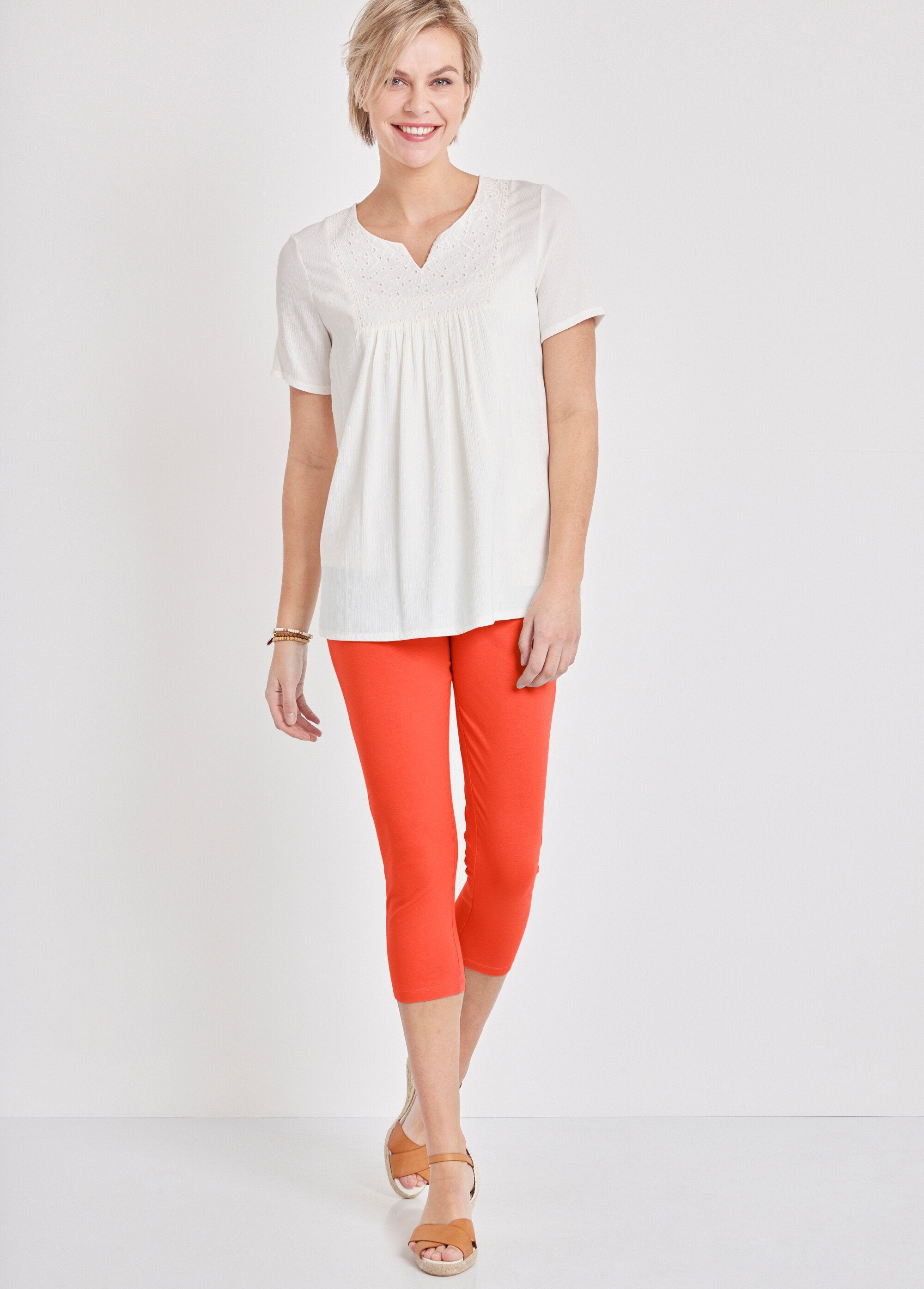 Legging_court_coton_uni_ou_imprimé_Uni_corail_SF1_slim