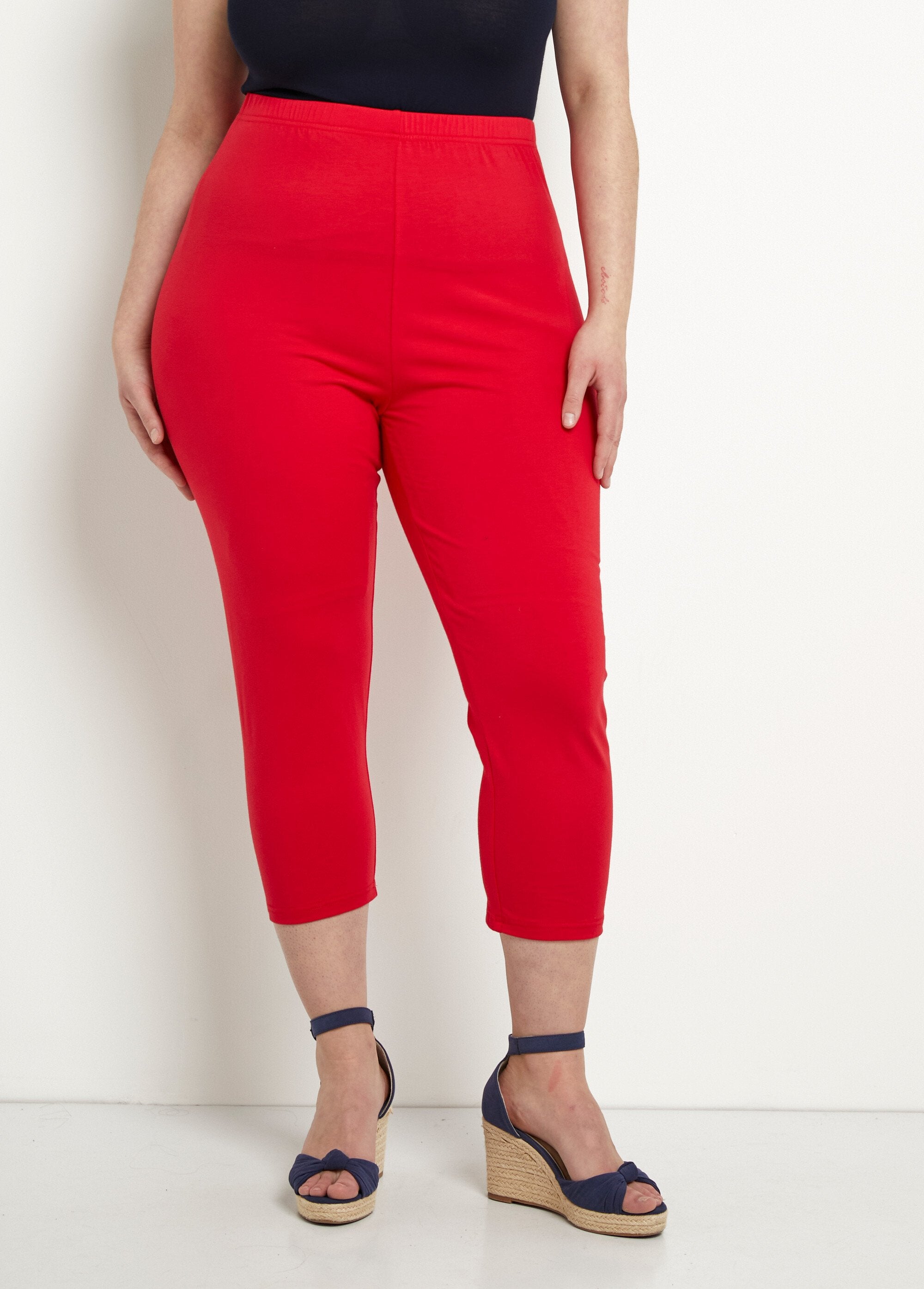 Legging_court_taille_élastiquée_coton_Uni_capucine_FA1_curvy