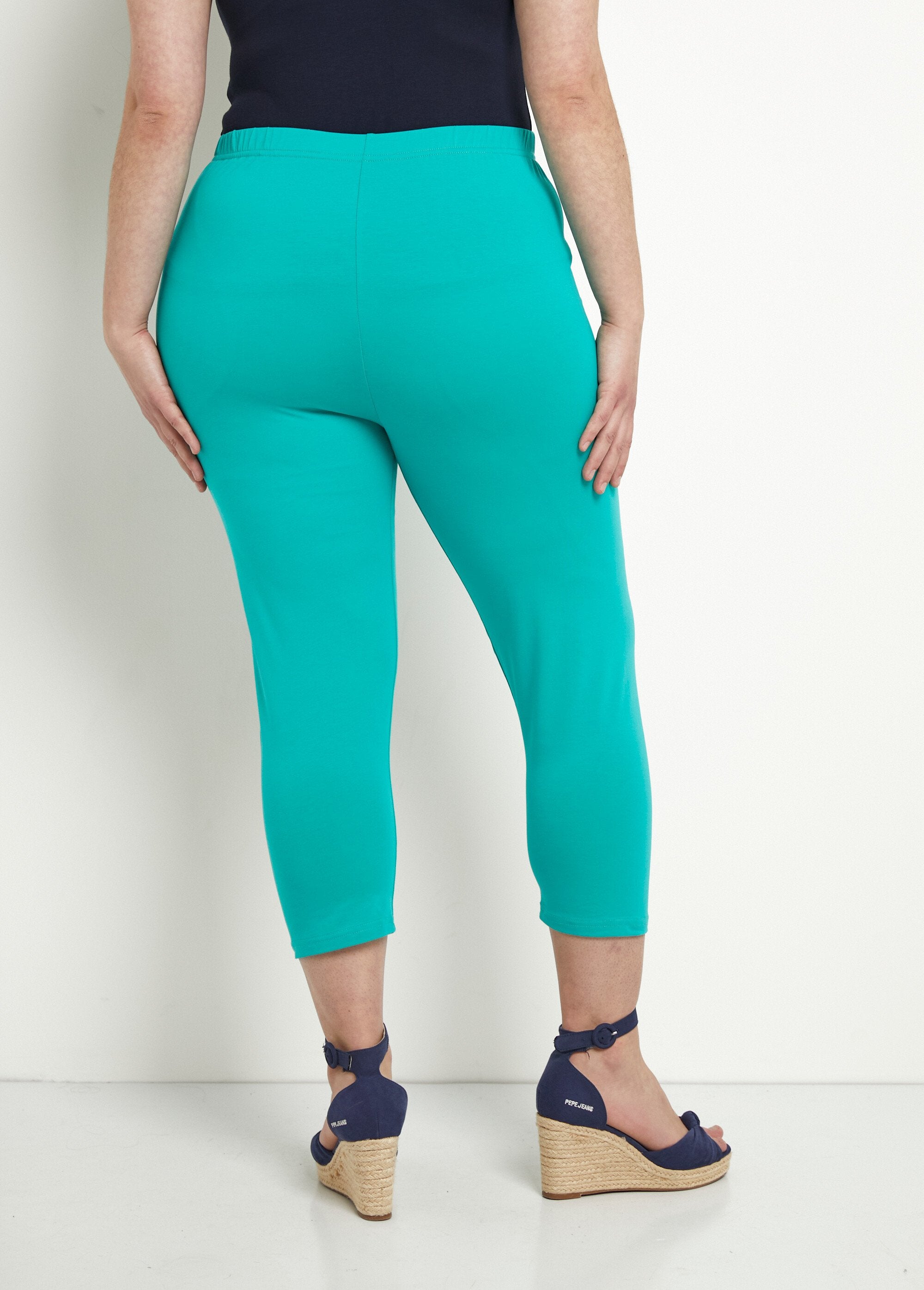 Legging_court_taille_élastiquée_coton_Uni_aqua_DO1_curvy