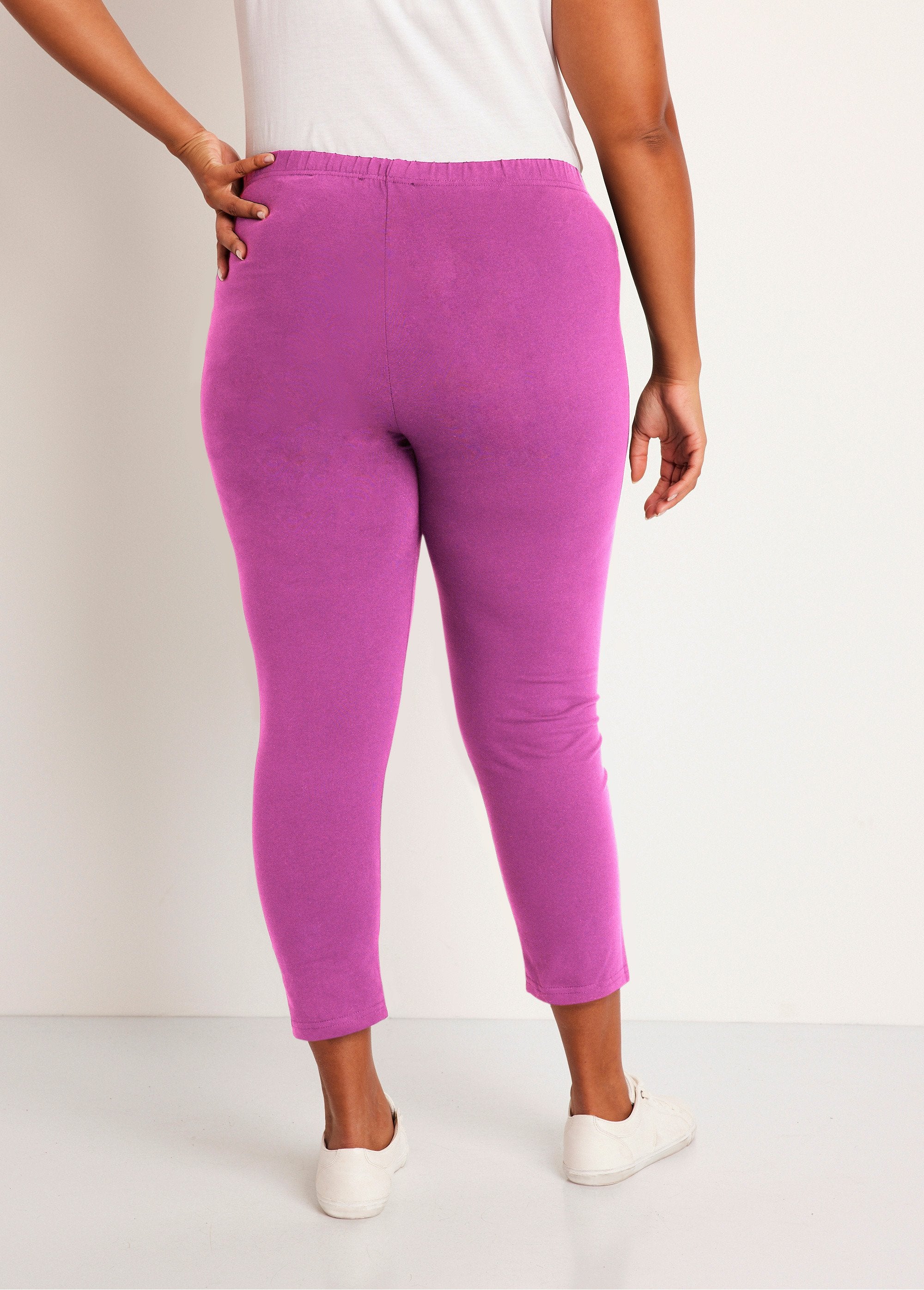 Legging_court_uni_ceinture_élastiquée_Fuchsia_DO1_curvy