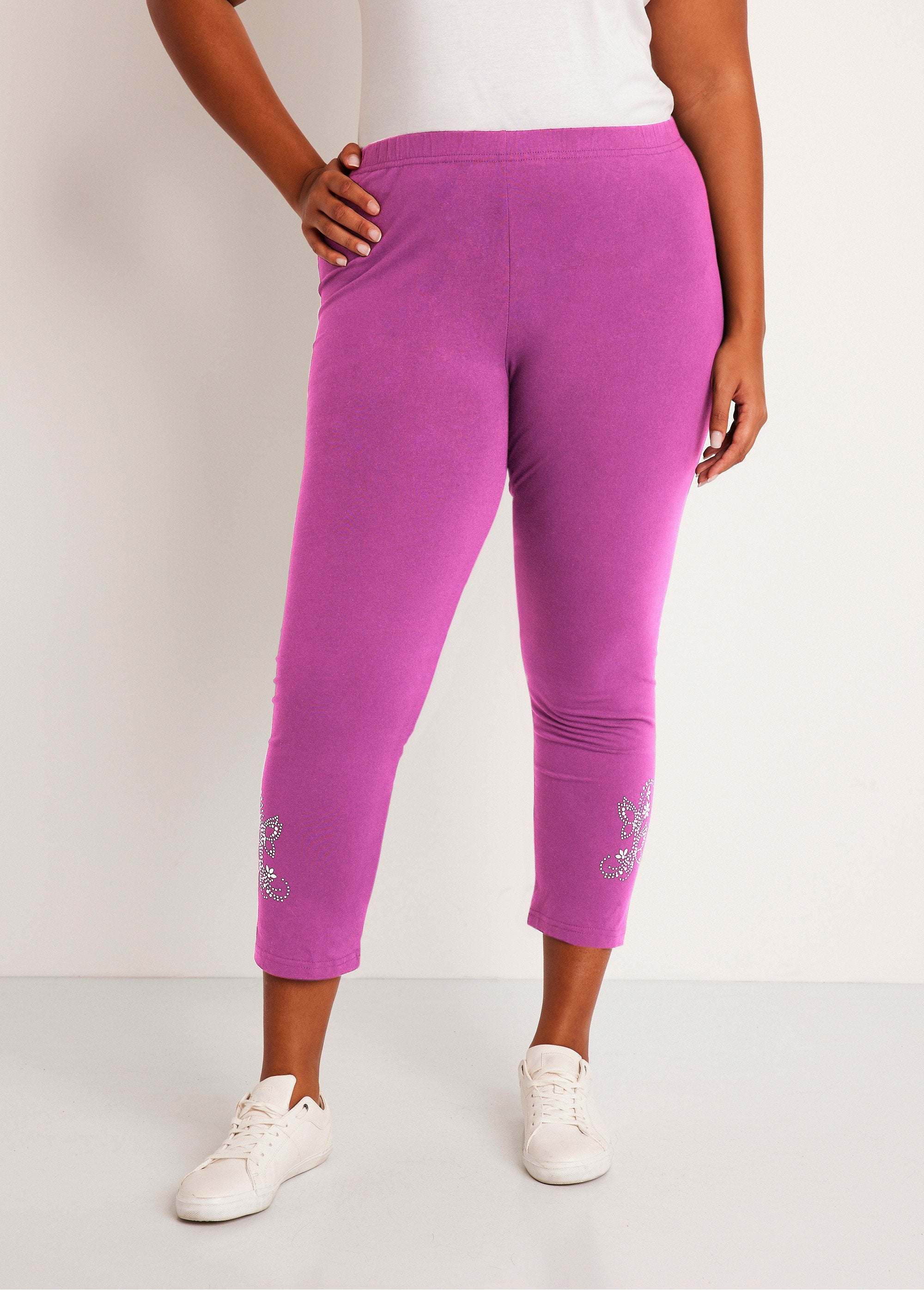 Legging_court_uni_ceinture_élastiquée_Fuchsia_FA1_curvy