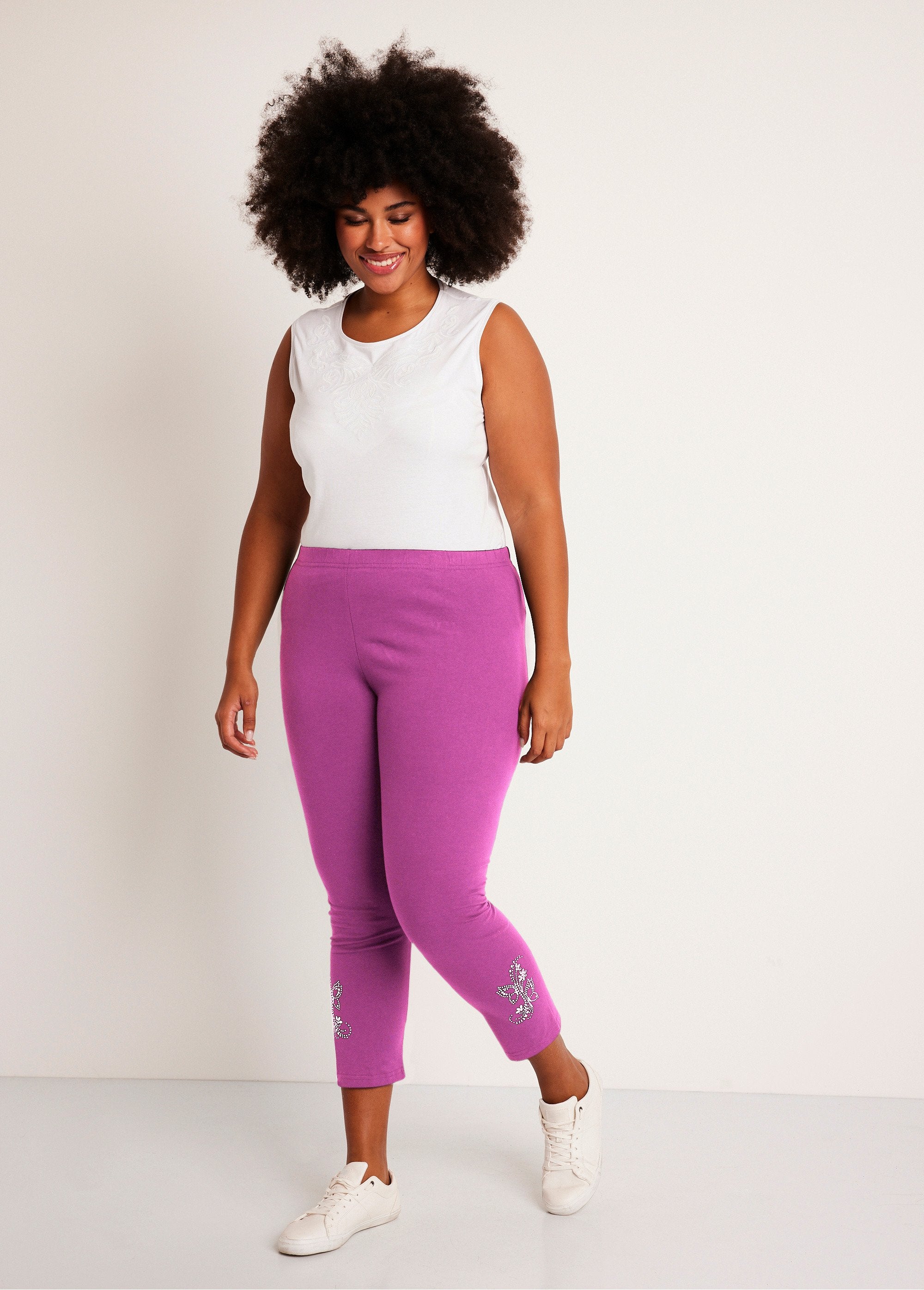 Legging_court_uni_ceinture_élastiquée_Fuchsia_SF1_curvy