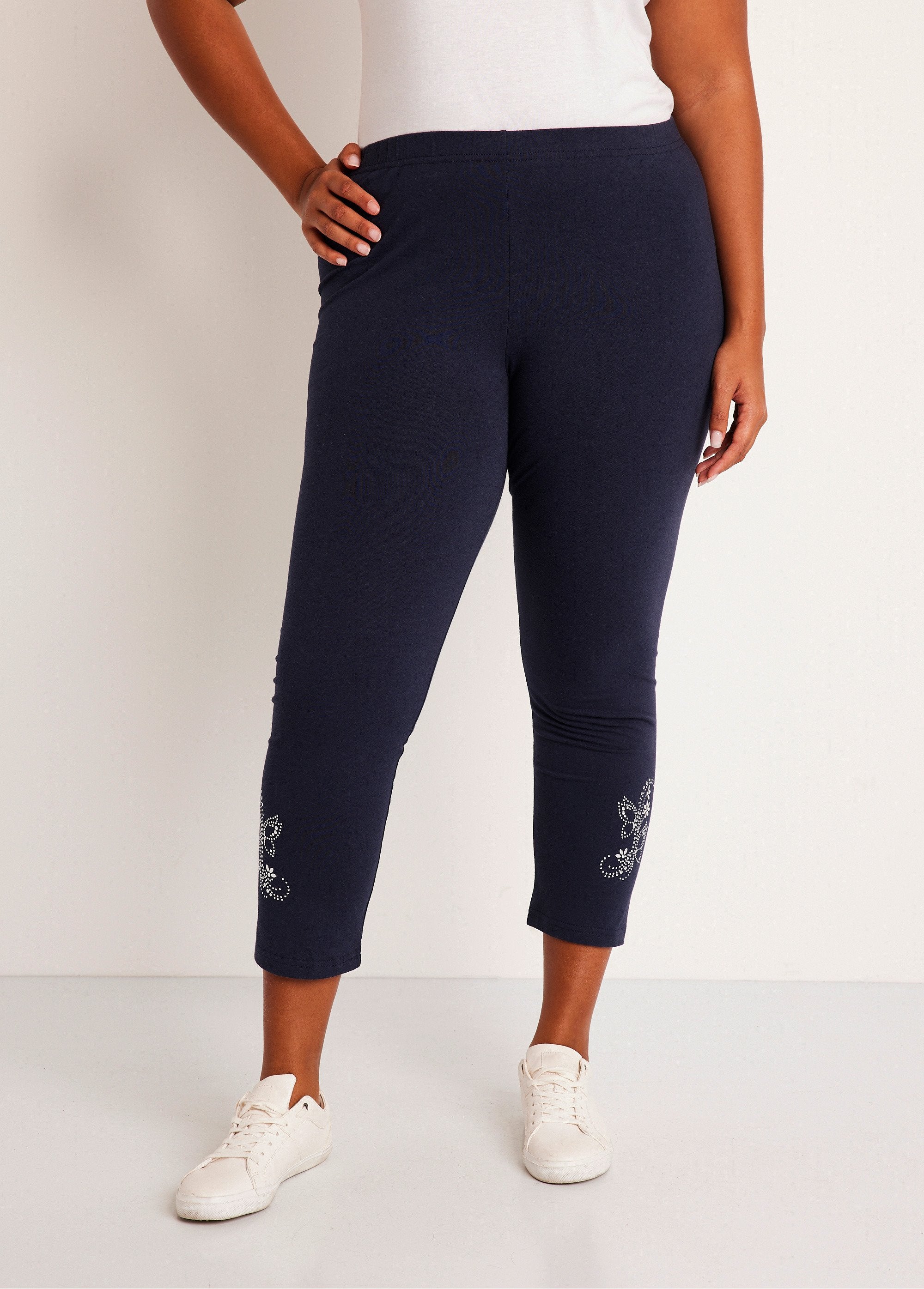 Legging_court_uni_ceinture_élastiquée_Marine_FA1_curvy