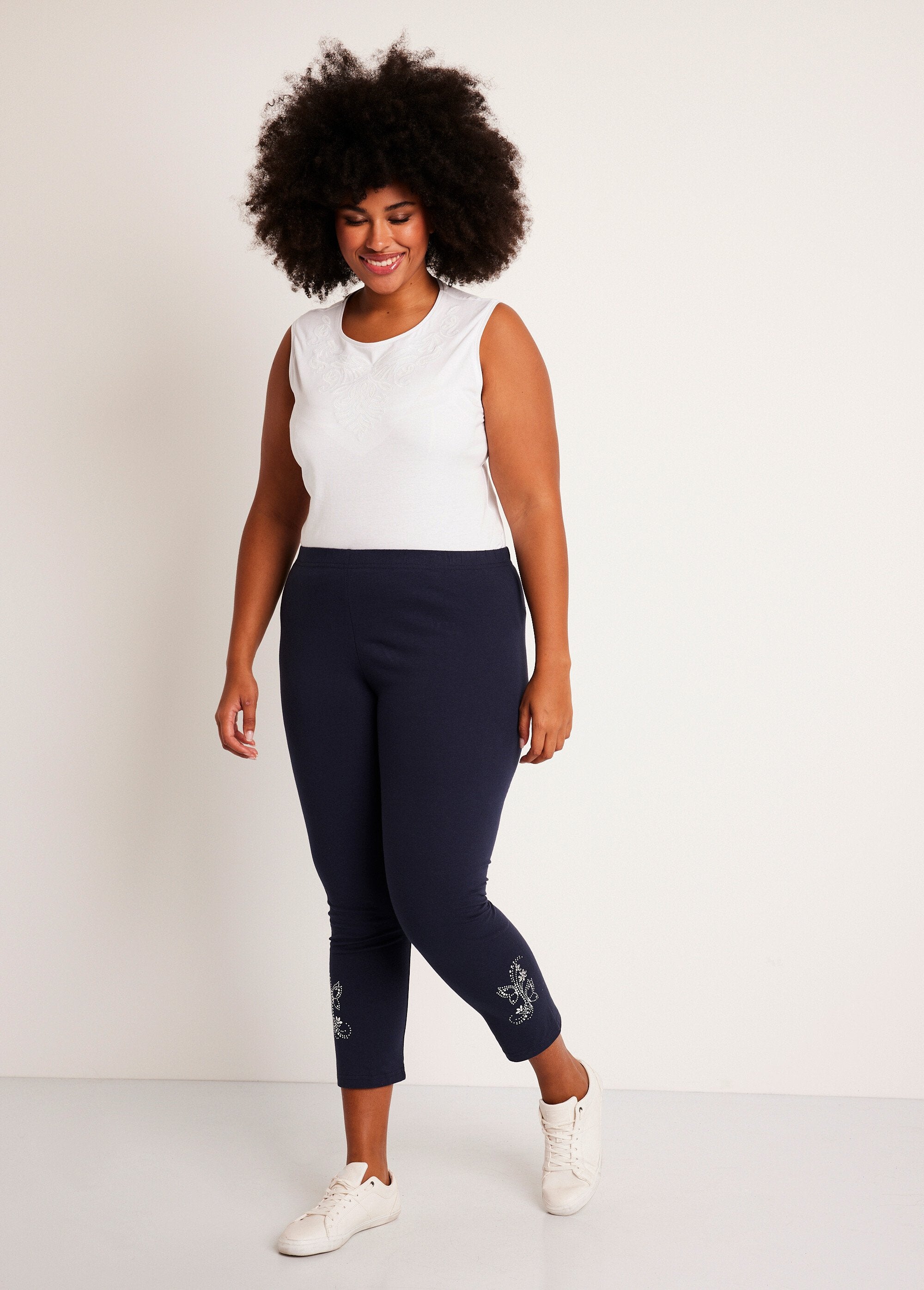 Legging_court_uni_ceinture_élastiquée_Marine_SF1_curvy