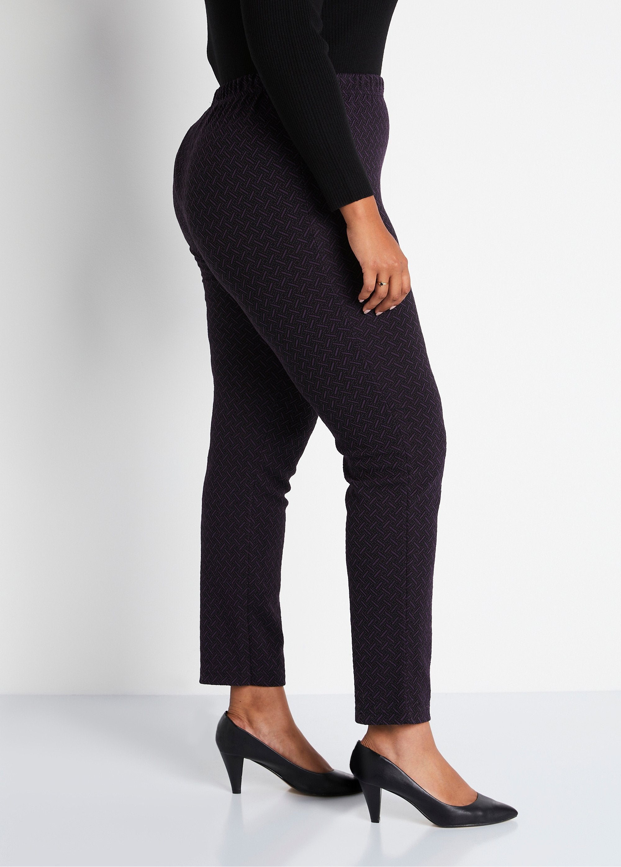 Legging_droit_ceinture_élastiquée_avec_laine_Prune_et_noir_DR1_curvy