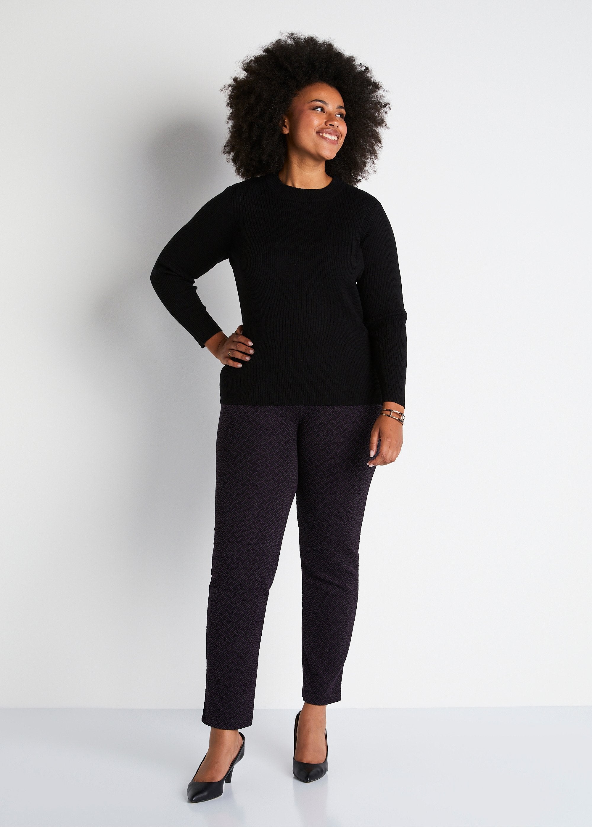 Legging_droit_ceinture_élastiquée_avec_laine_Prune_et_noir_SF1_curvy