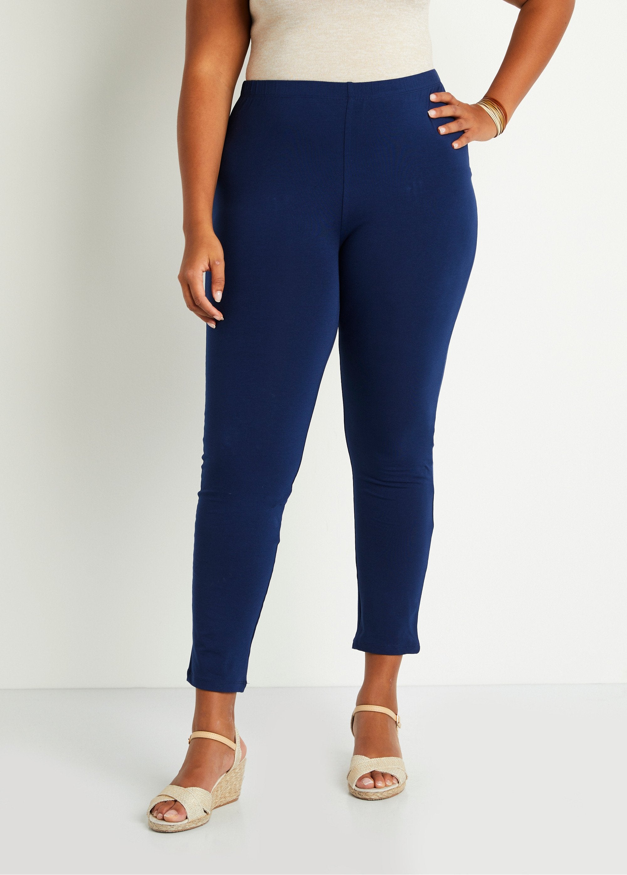 Legging_imprimé_ceinture_élastiquée_Uni_marine_FA1_curvy