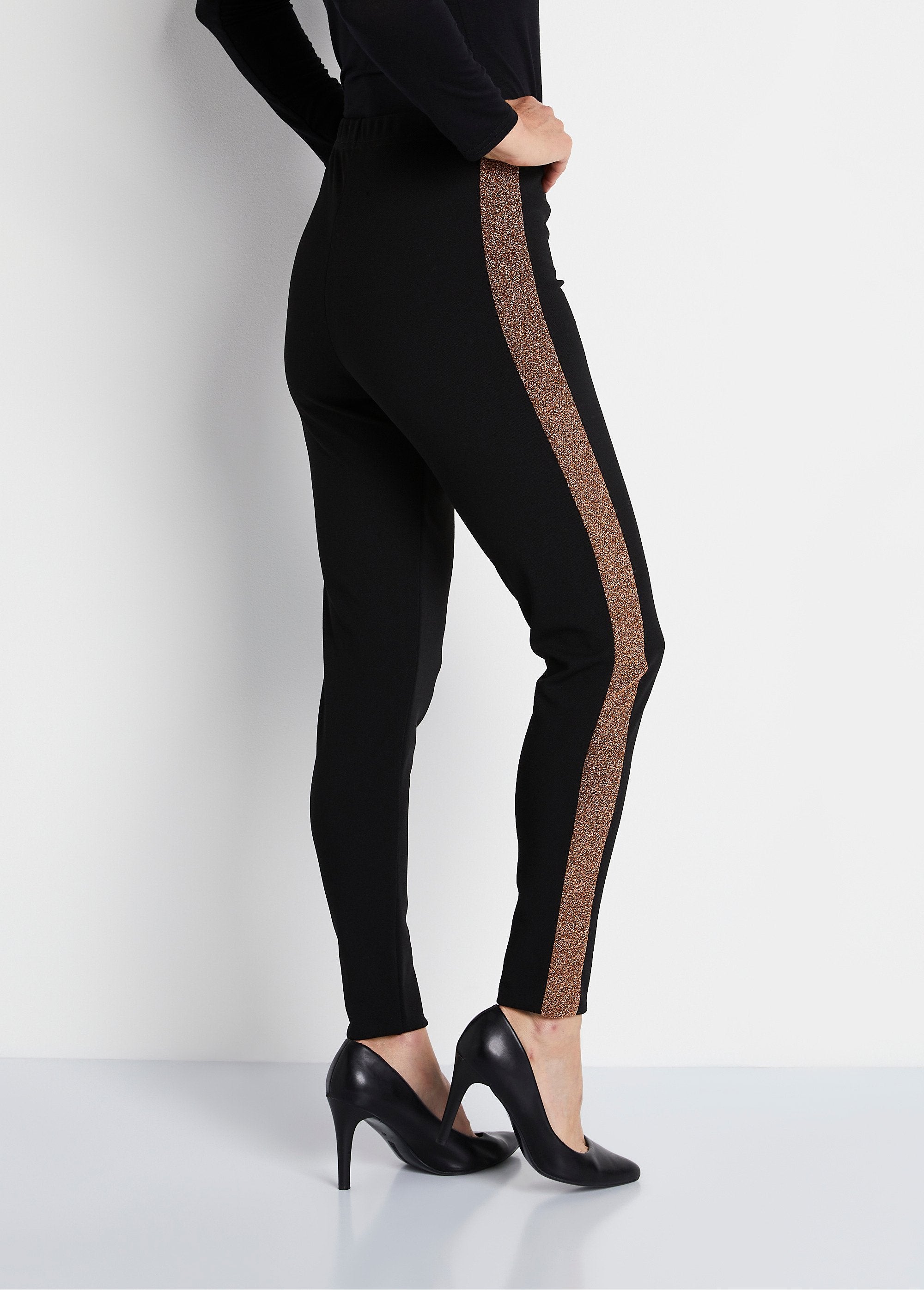 Legging_taille_élastiquée_côtés_brillants_Noir_DO1_slim