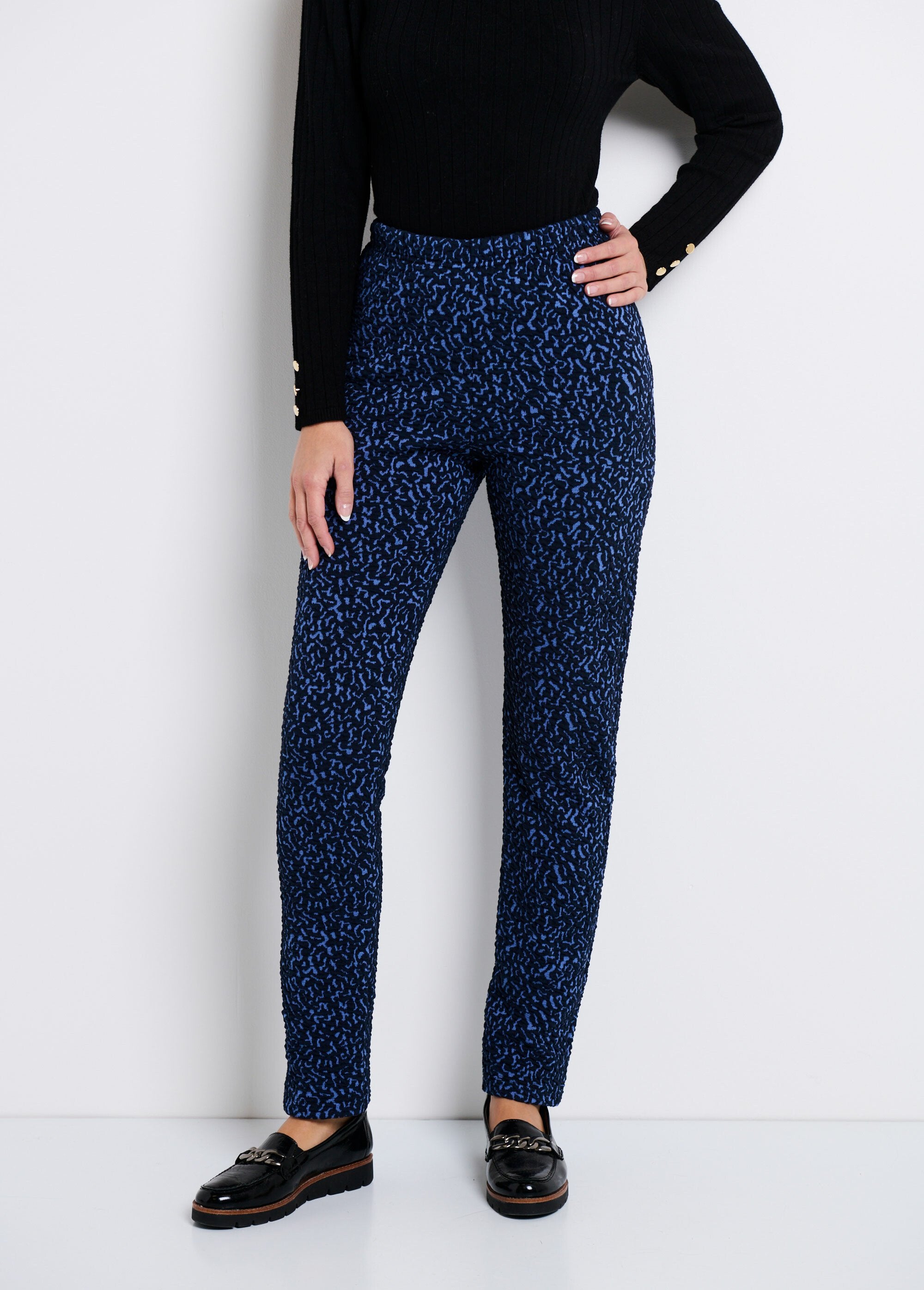 Legging_met_elastische_taille,_effen_of_tweekleurig_Bleu_et_indigo_FA1_slim