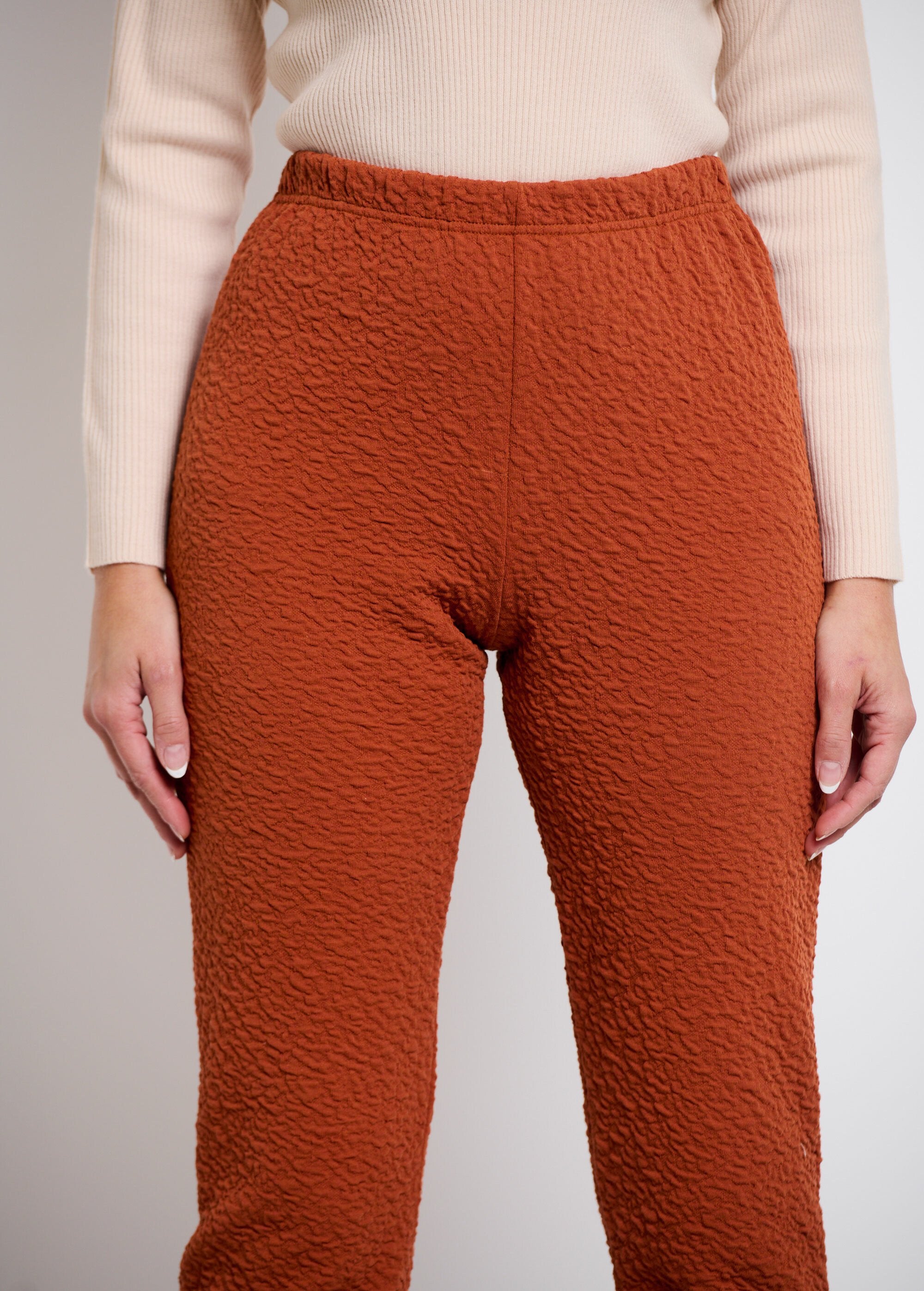 Legging_met_elastische_taille,_effen_of_tweekleurig_Uni_brique_DE1_slim