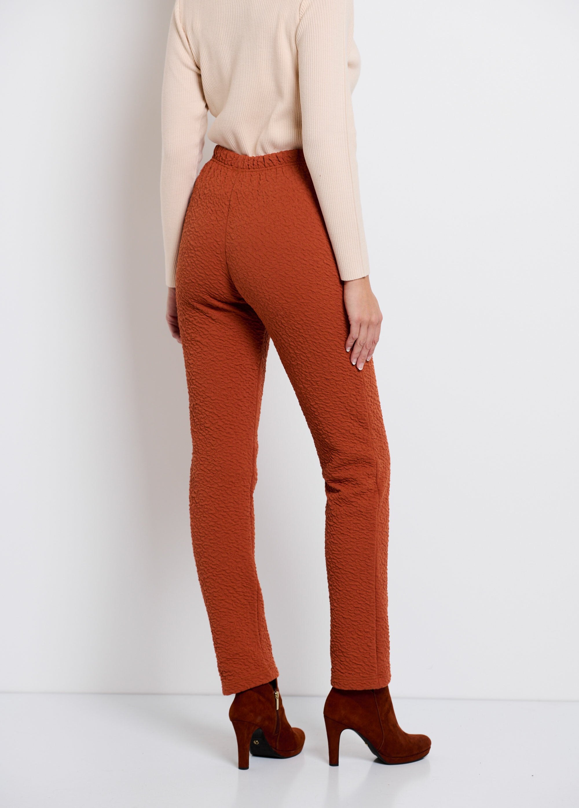 Legging_met_elastische_taille,_effen_of_tweekleurig_Uni_brique_DO1_slim