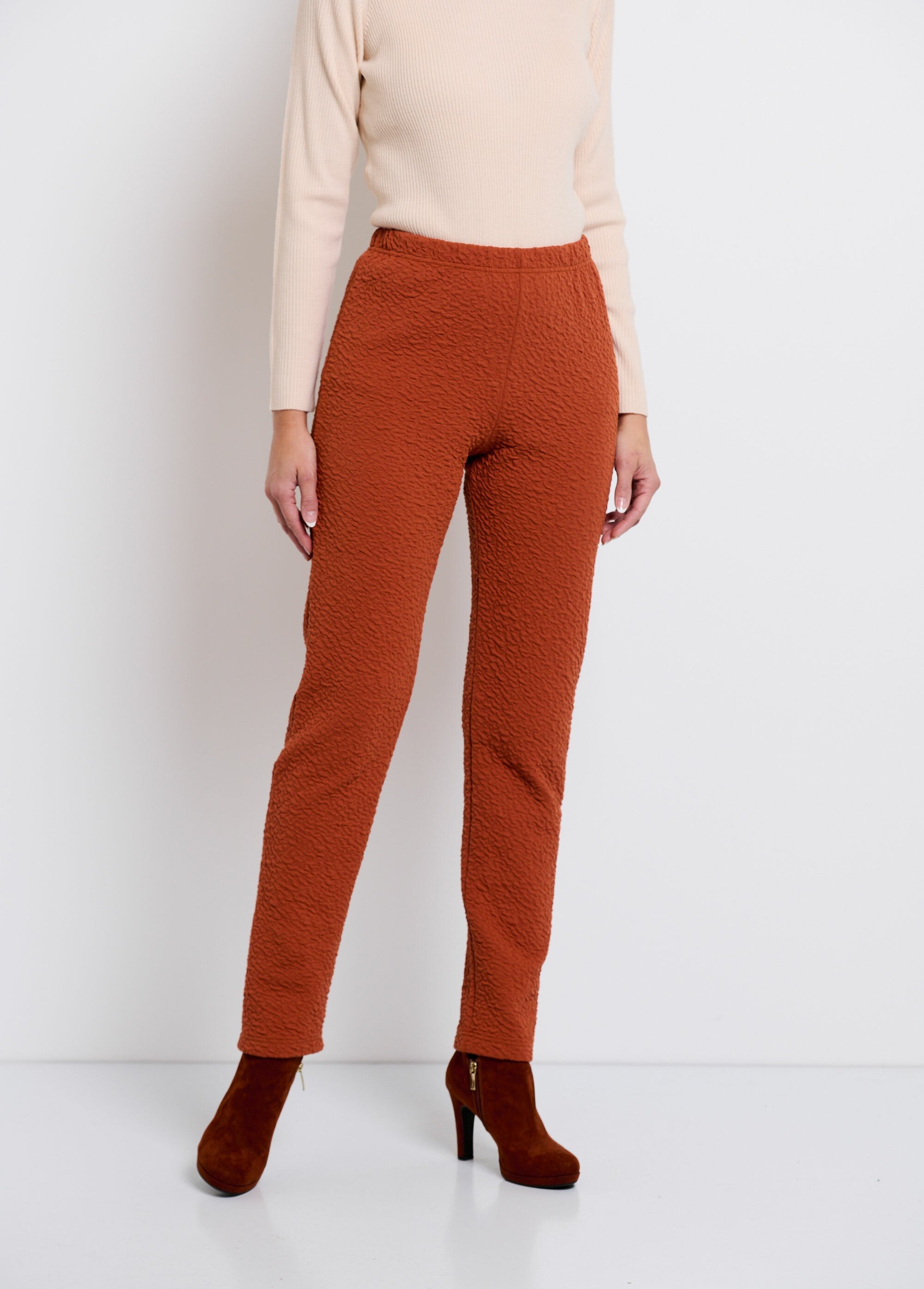 Legging_met_elastische_taille,_effen_of_tweekleurig_Uni_brique_FA1_slim