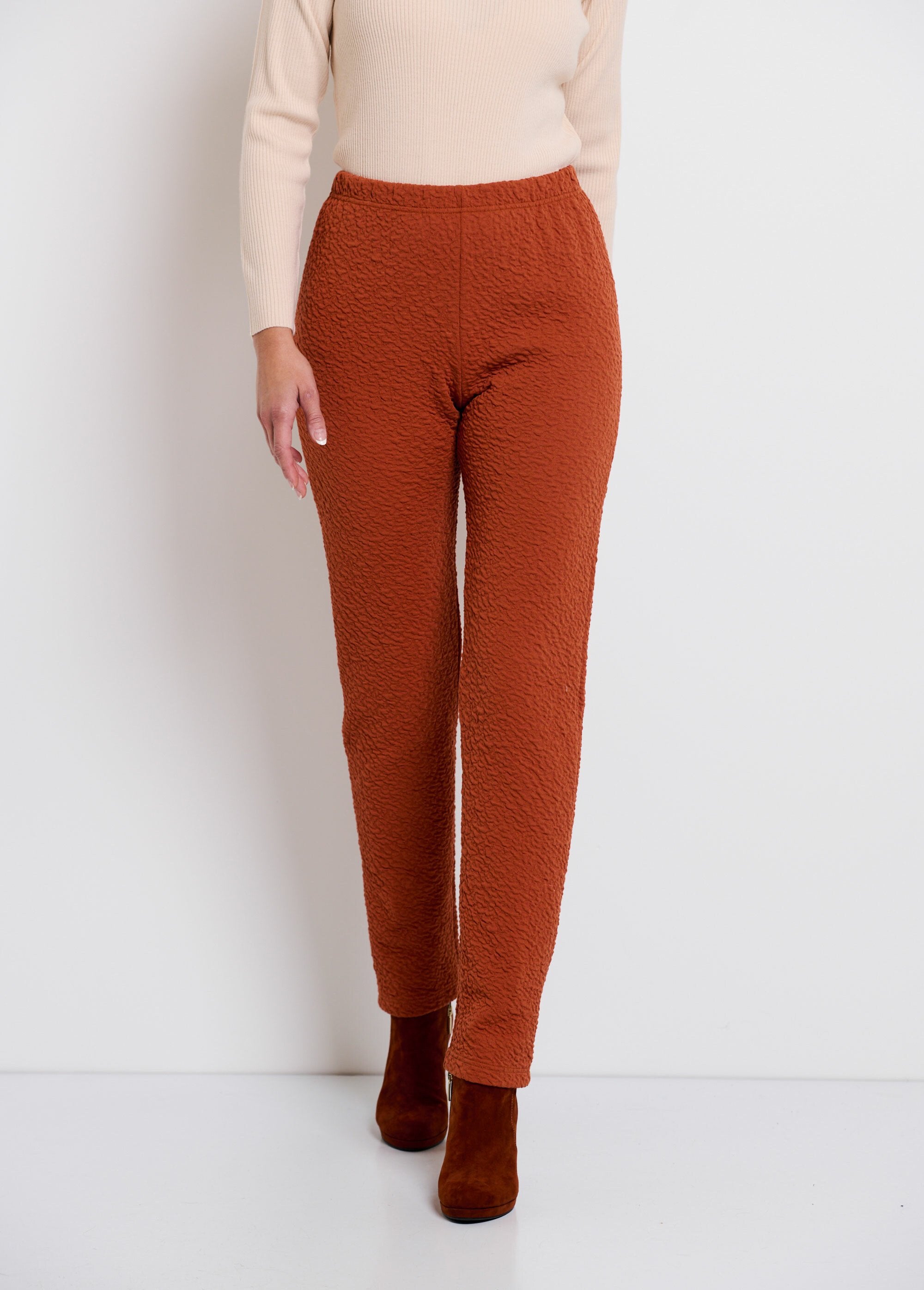 Legging_met_elastische_taille,_effen_of_tweekleurig_Uni_brique_FA2_slim