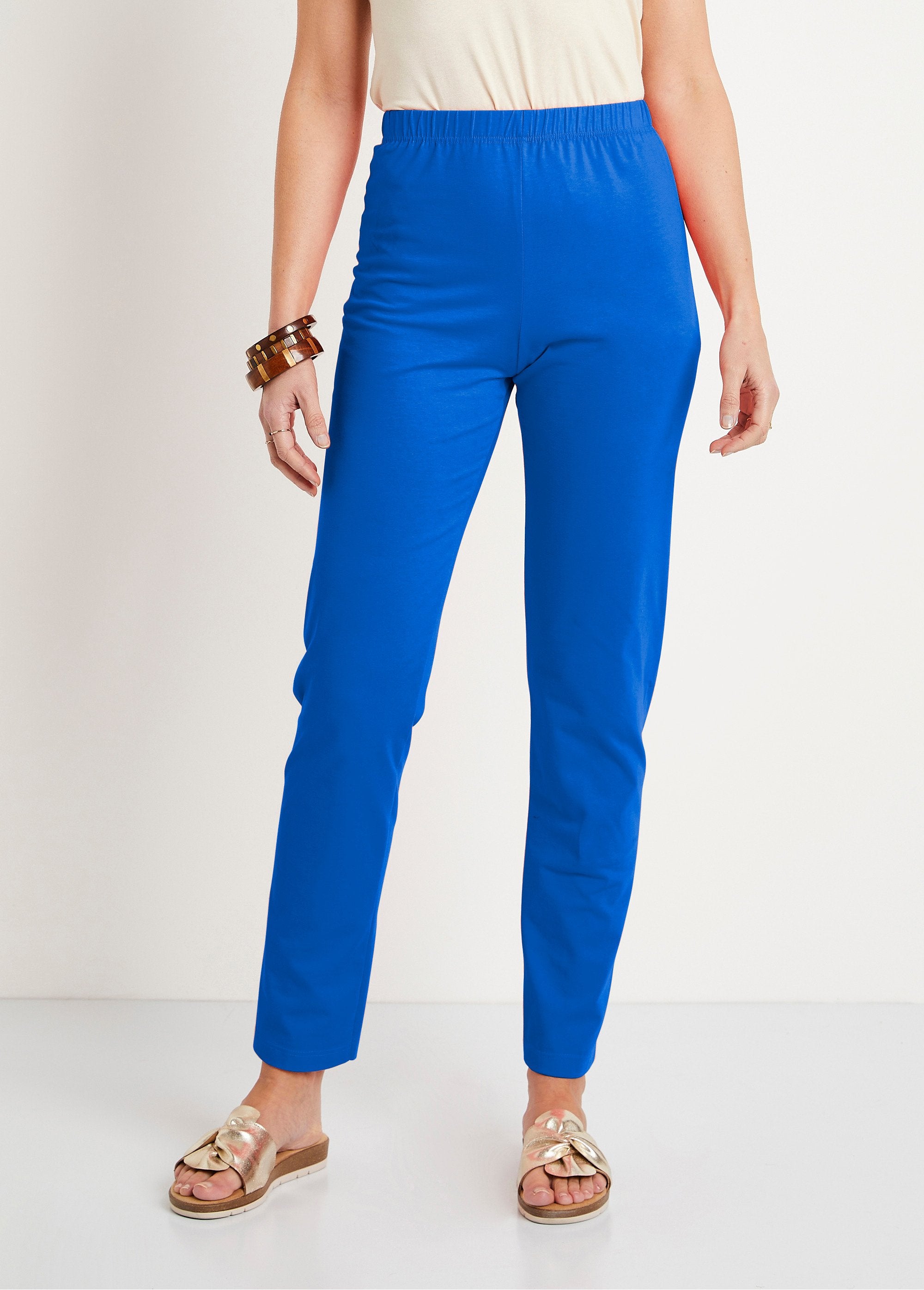 Legging_taille_élastiquée_jersey_coton_Bleu_FA1_slim