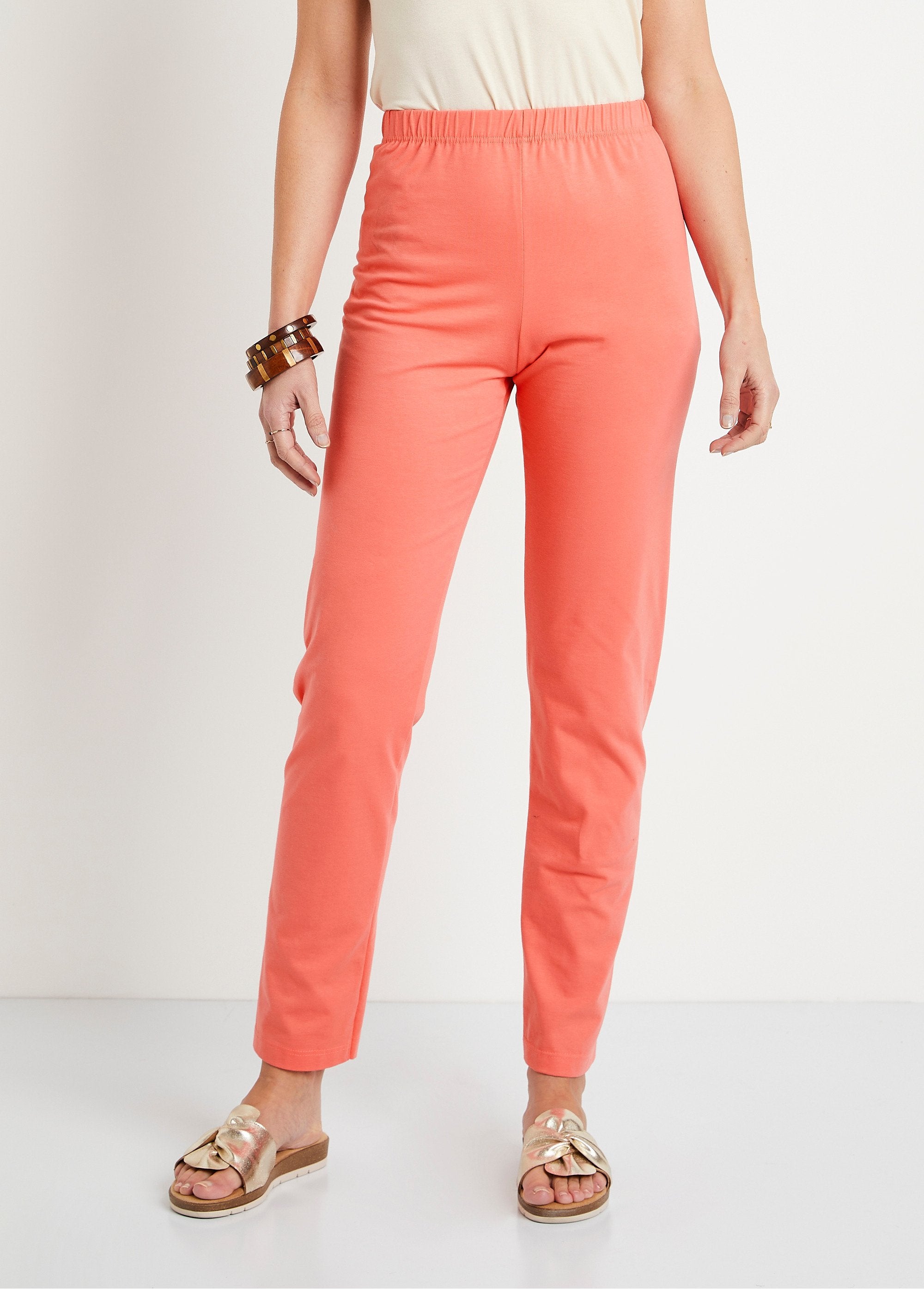 Legging_taille_élastiquée_jersey_coton_Corail_FA1_slim