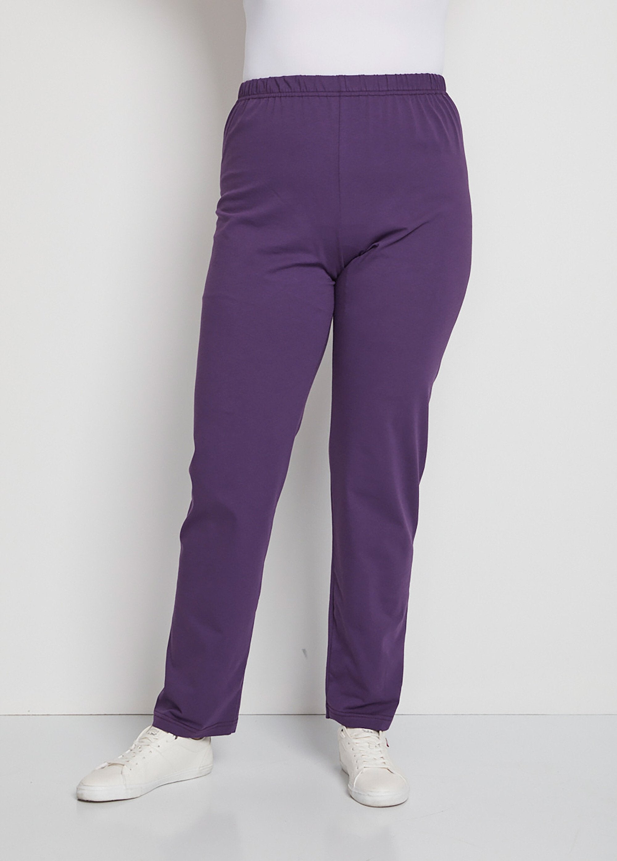 Legging_taille_élastiquée_jersey_coton_Prune_FA1_curvy