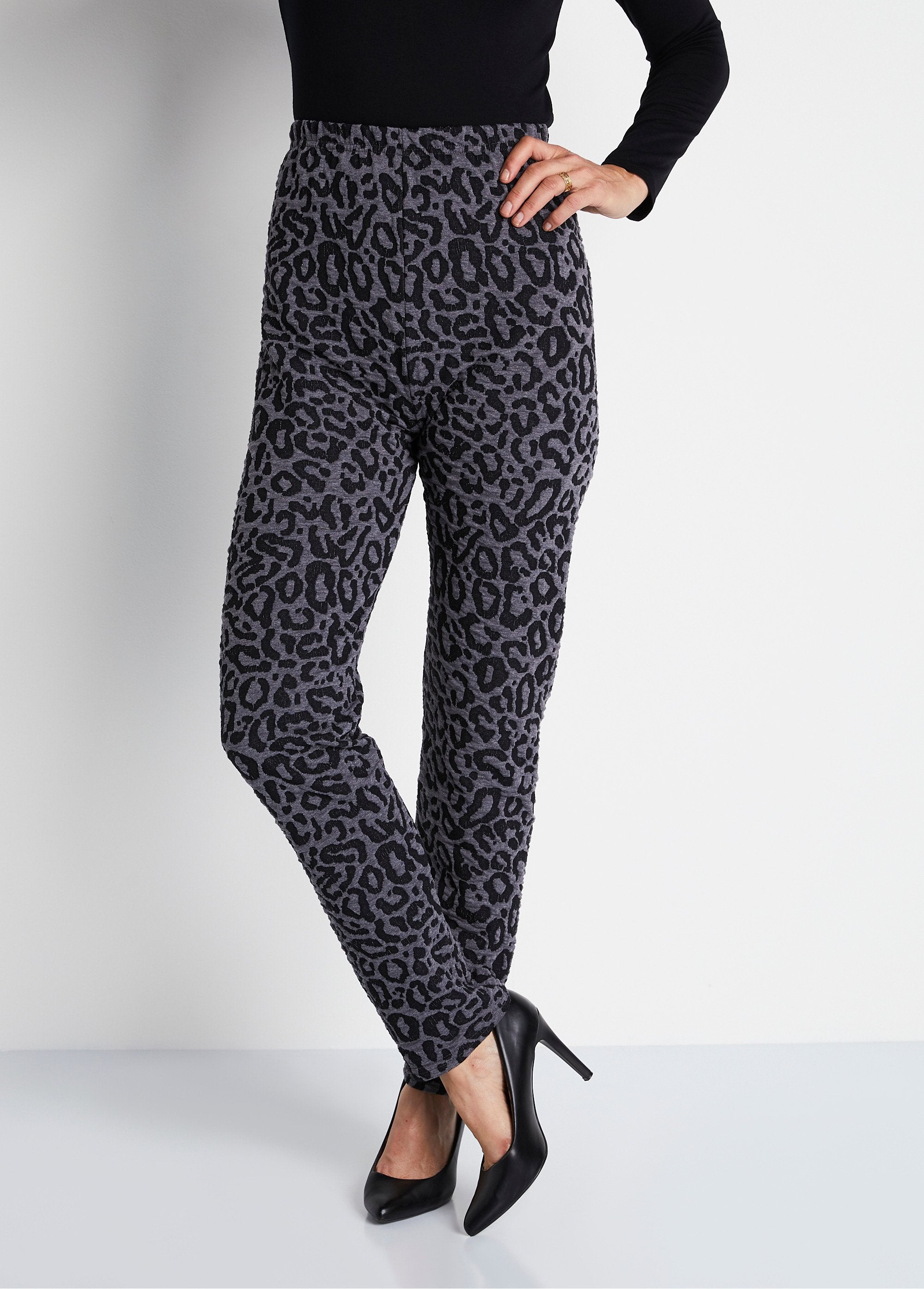 Legging_taille_élastiquée_maille_jacquard_Gris_leopard_FA1_slim