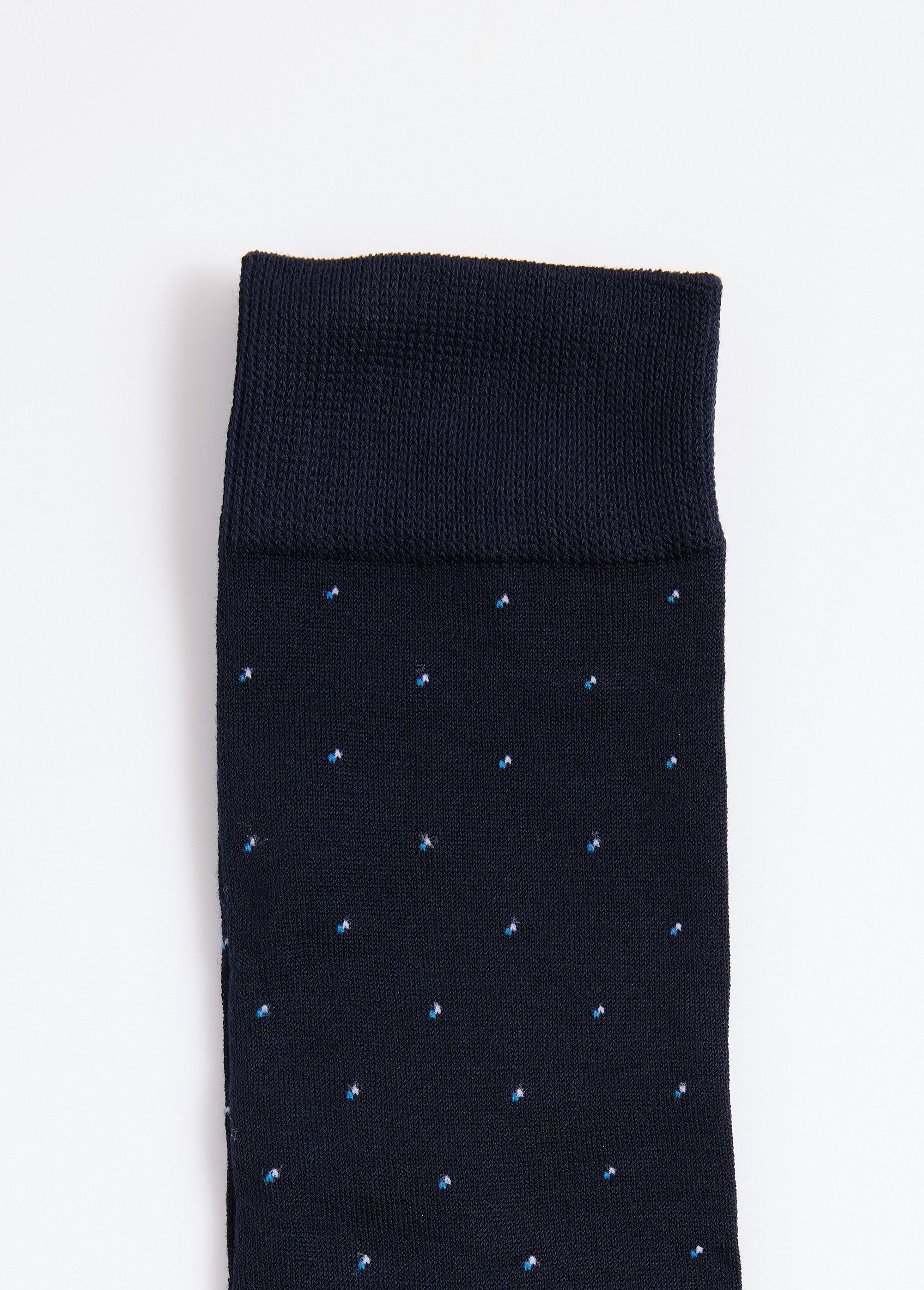 Lot_de_2_Chaussettes_pois_et_côtes_Bleu_DE2_slim