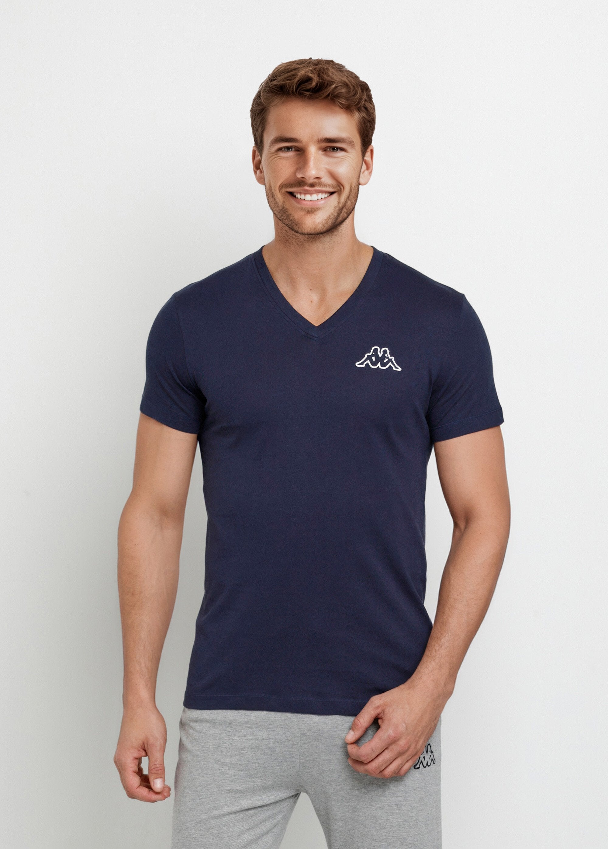 T-shirt_col_V_manches_courtes_foncés_Bleu_marine_FA1_slim
