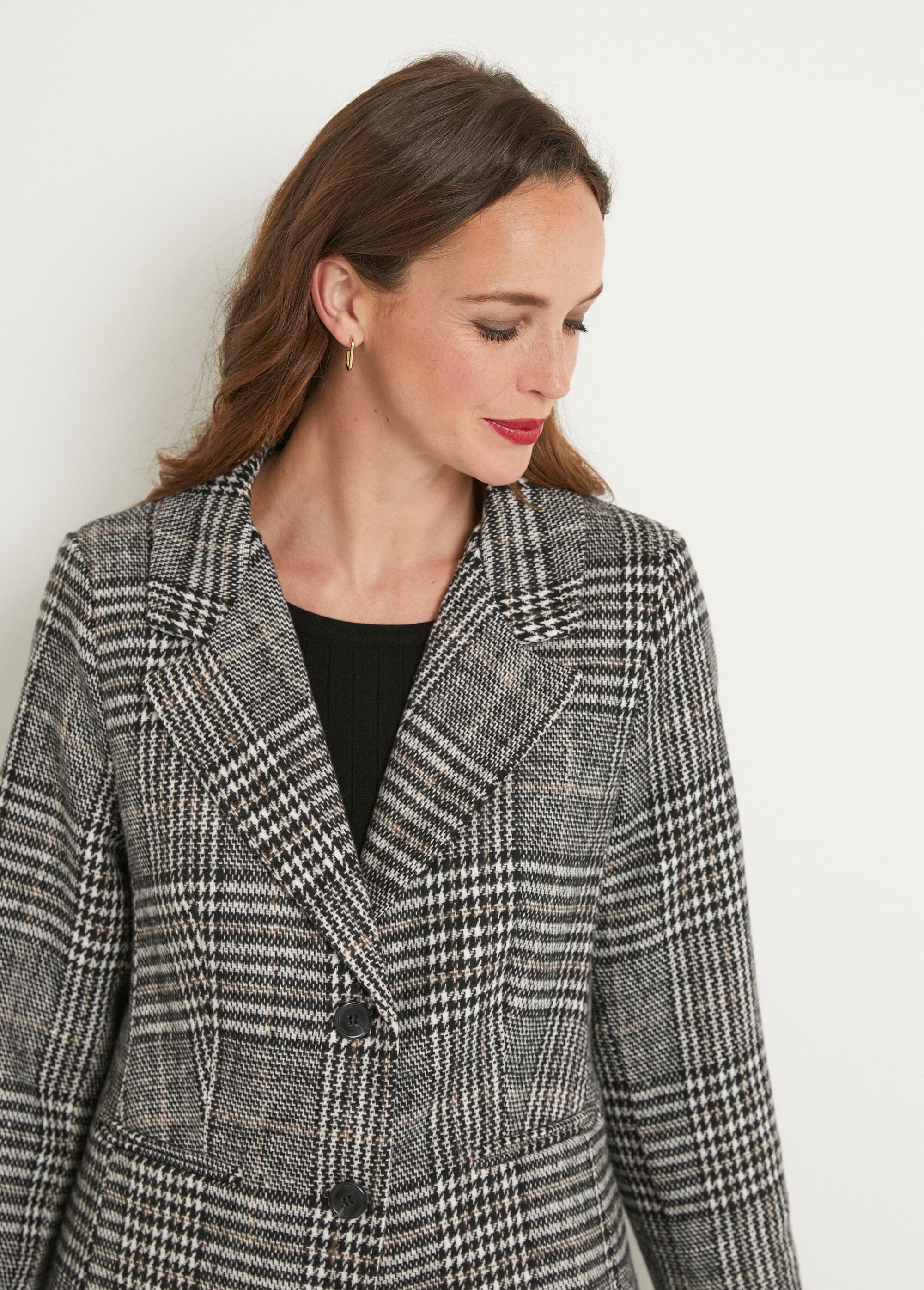 Manteau_aspect_lainage_mi_long_col_tailleur_Carreaux_gris_DE1_slim