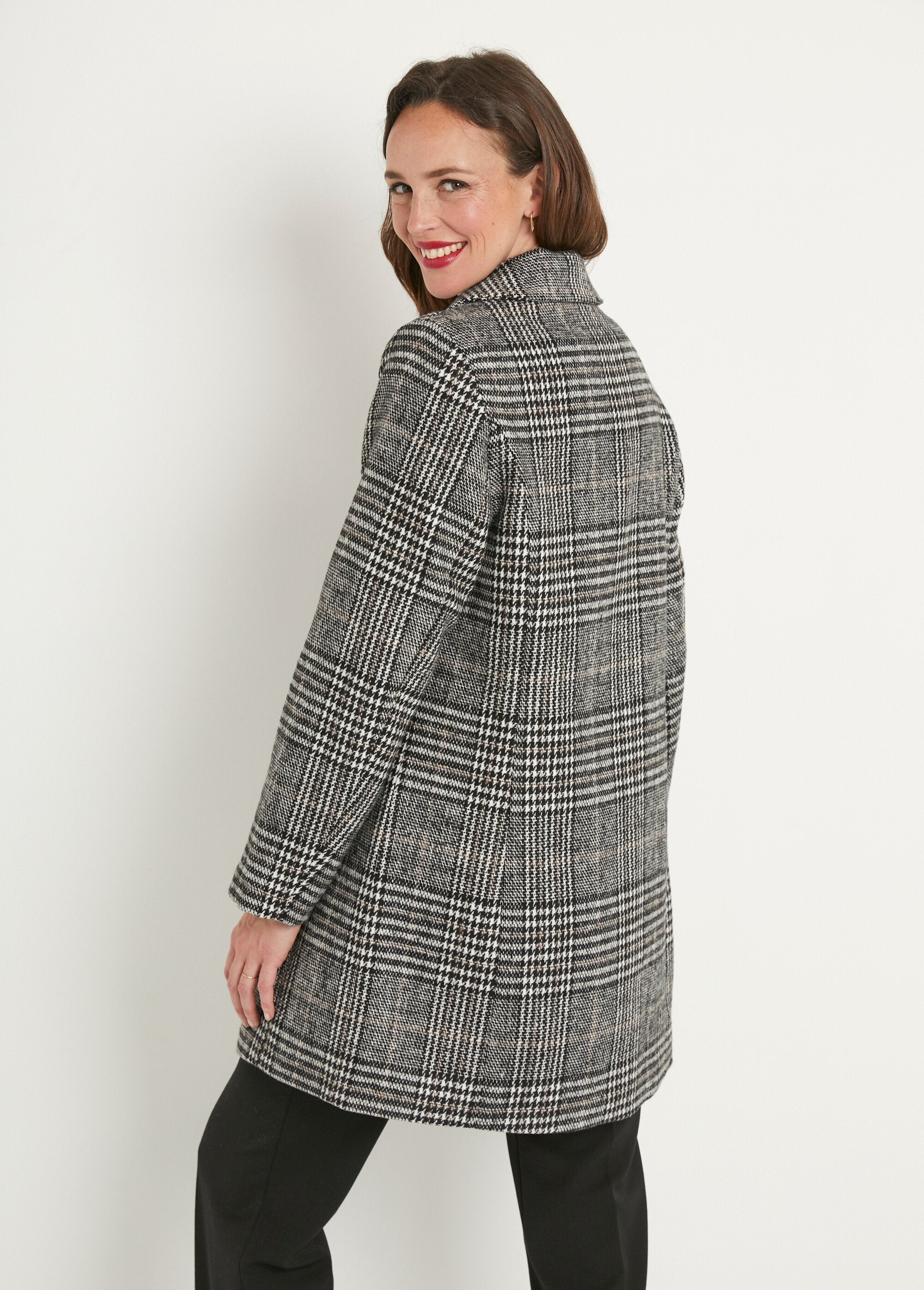 Manteau_aspect_lainage_mi_long_col_tailleur_Carreaux_gris_DO1_slim