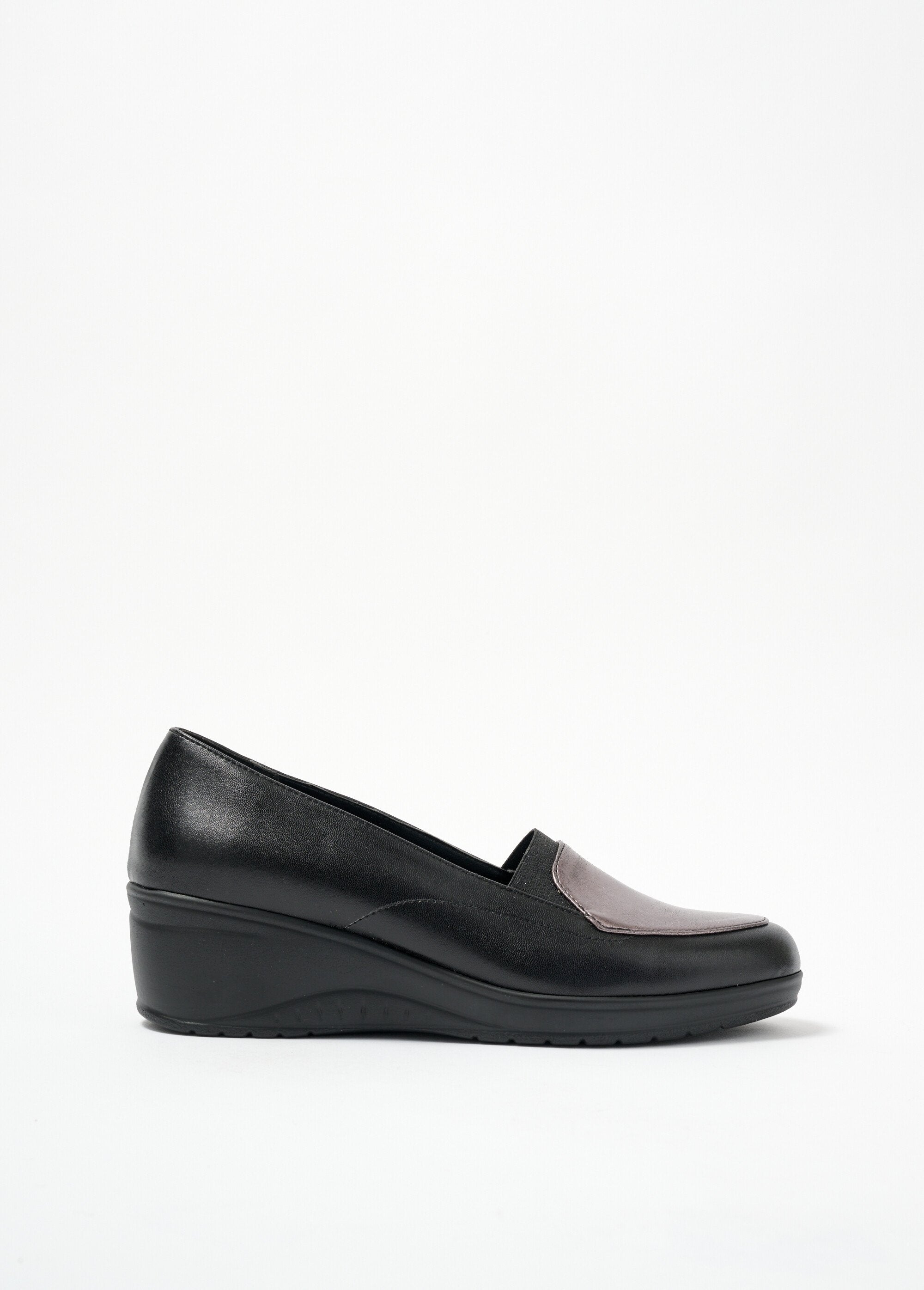 Mocassins_largeur_confort_élastiqués_compensés_Noir_et_plomb_DR1_slim