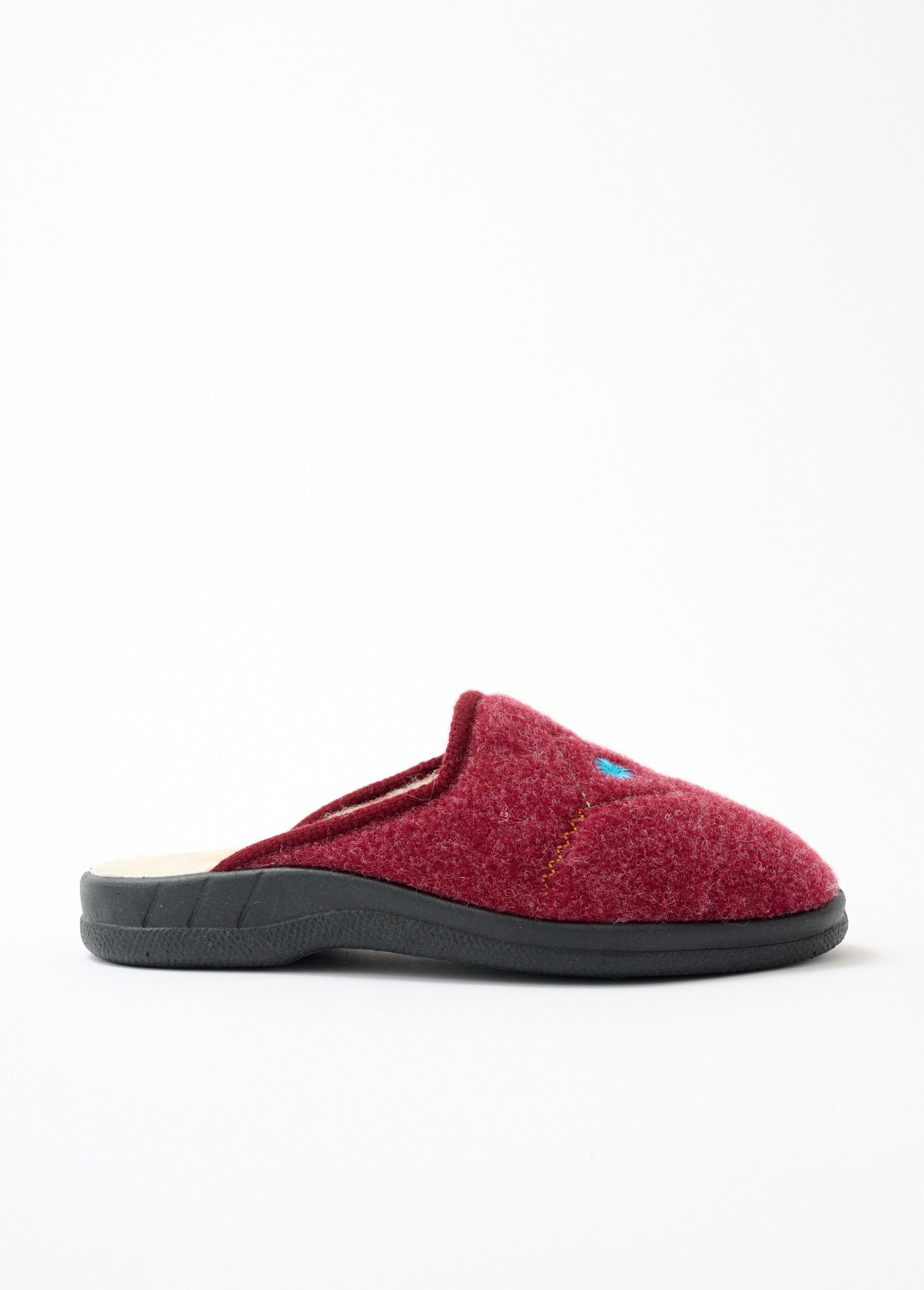 Chaussons_mules_largeur_confort_brodés_fourrés_Bordeaux_DR1_slim