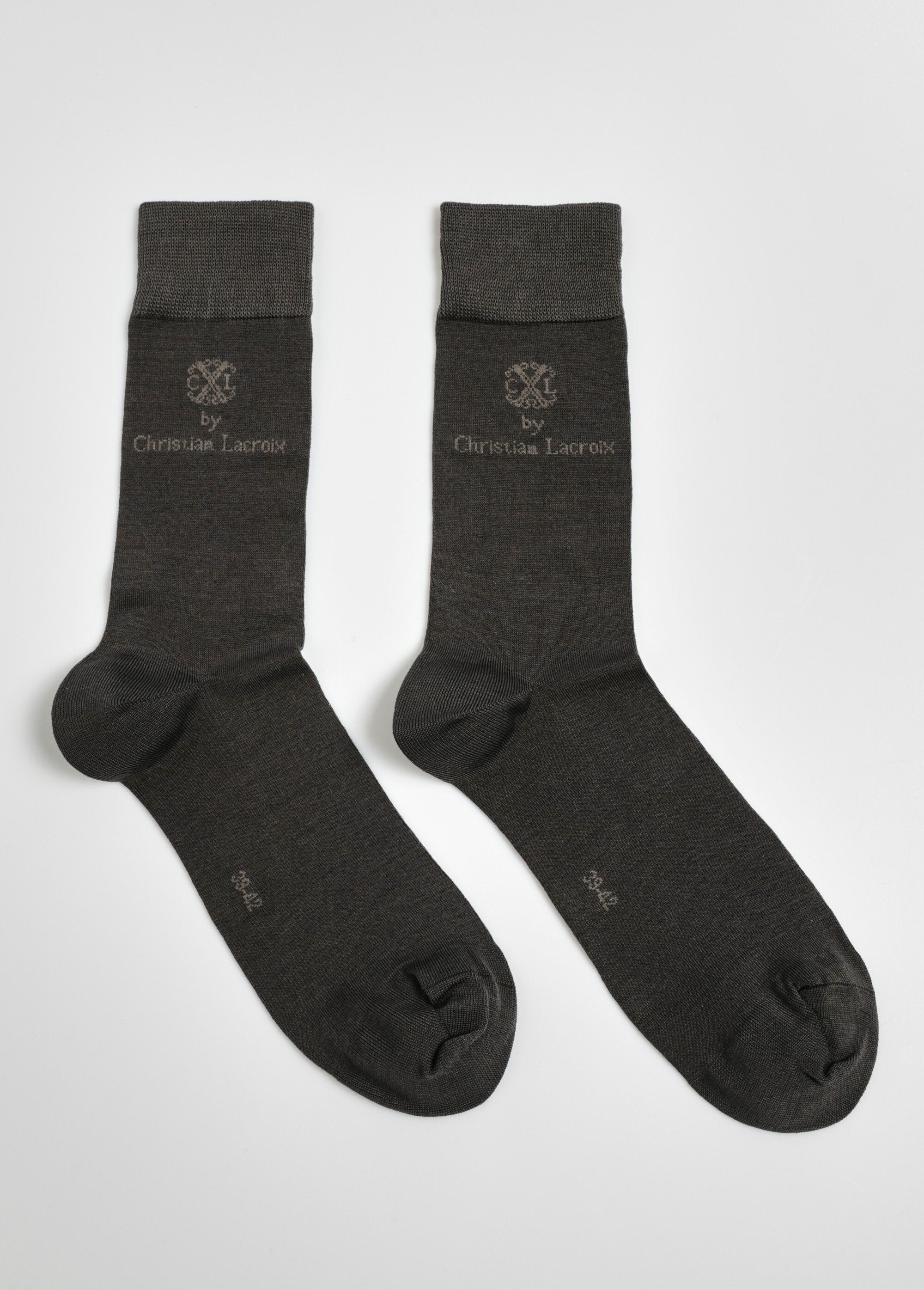 Paire_de_chaussettes_coton_mercerisé_Gris_fonce_FA1_slim