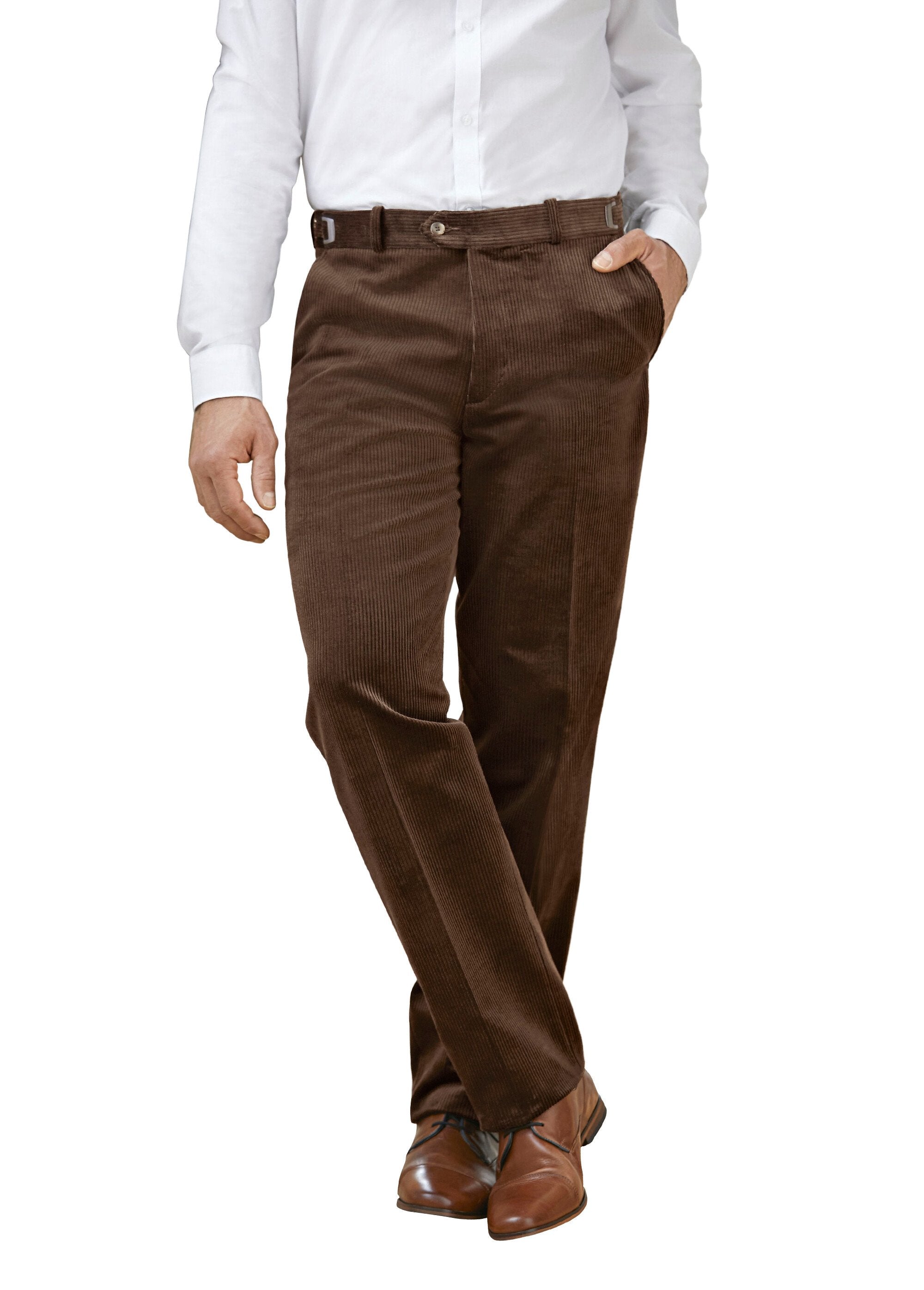 Pantalon_confort_ceinture_réglable_Marron_FA1_slim