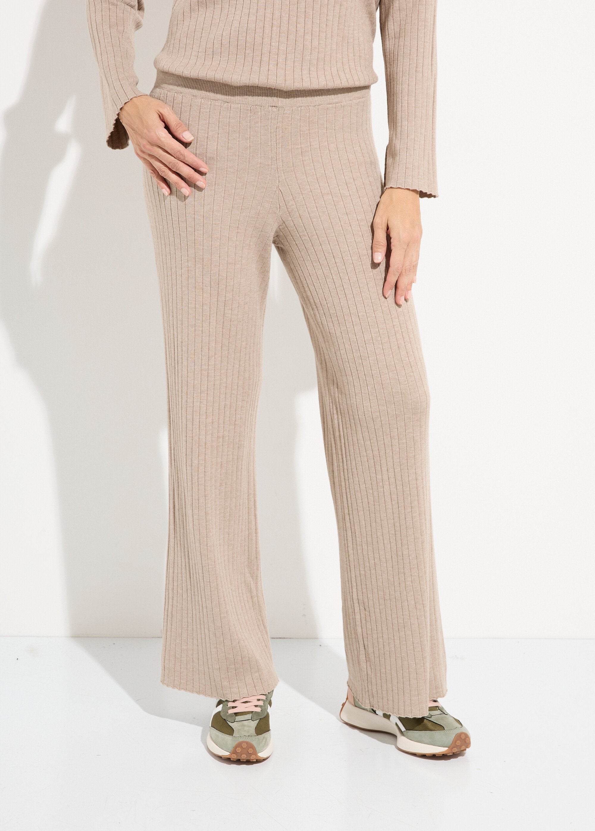 Pantalon_confort,_maille_cotes_plates_Beige_FA1_slim