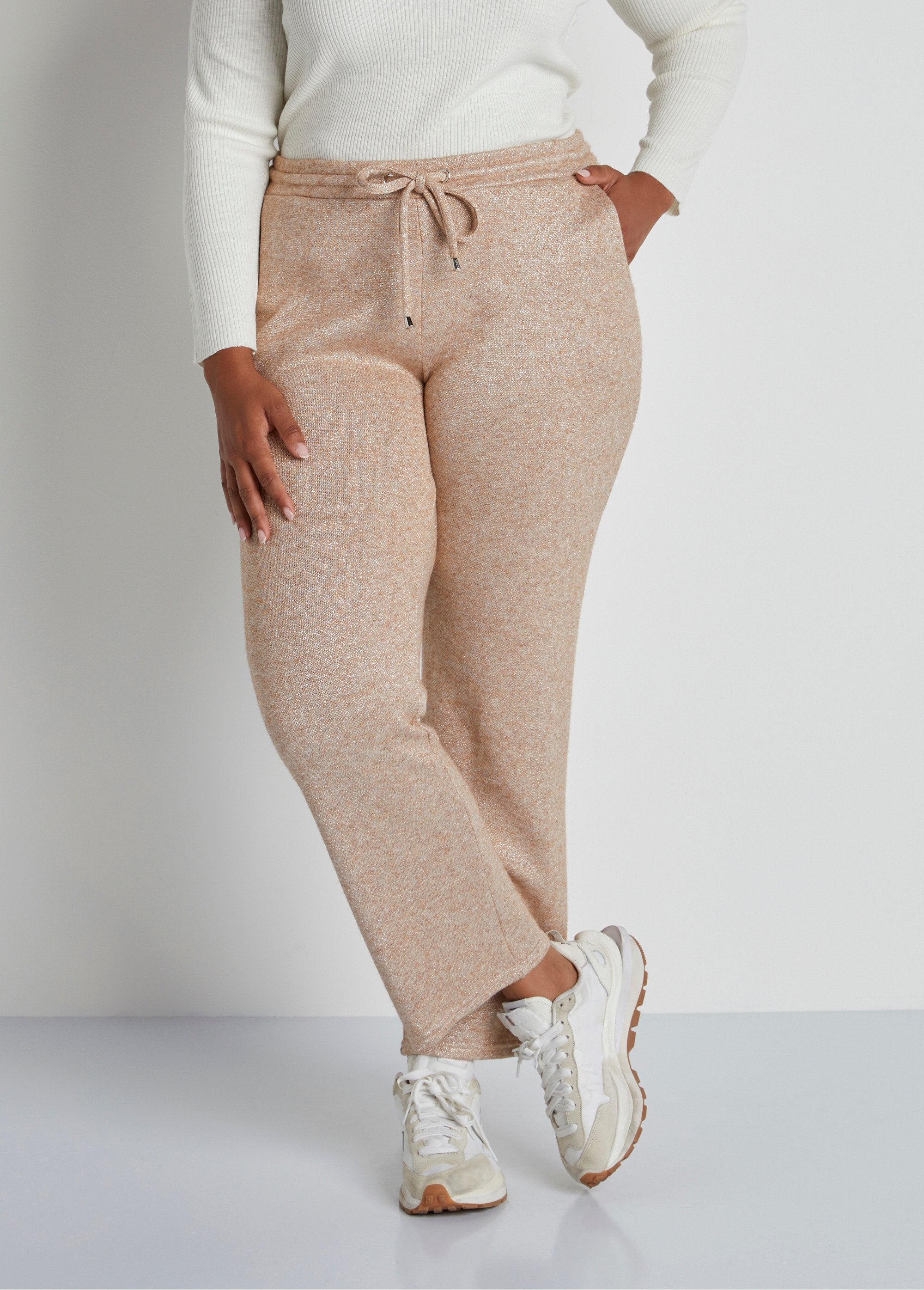 Pantalon_de_jogging_maille_brillante_Beige_irise_FA1_curvy