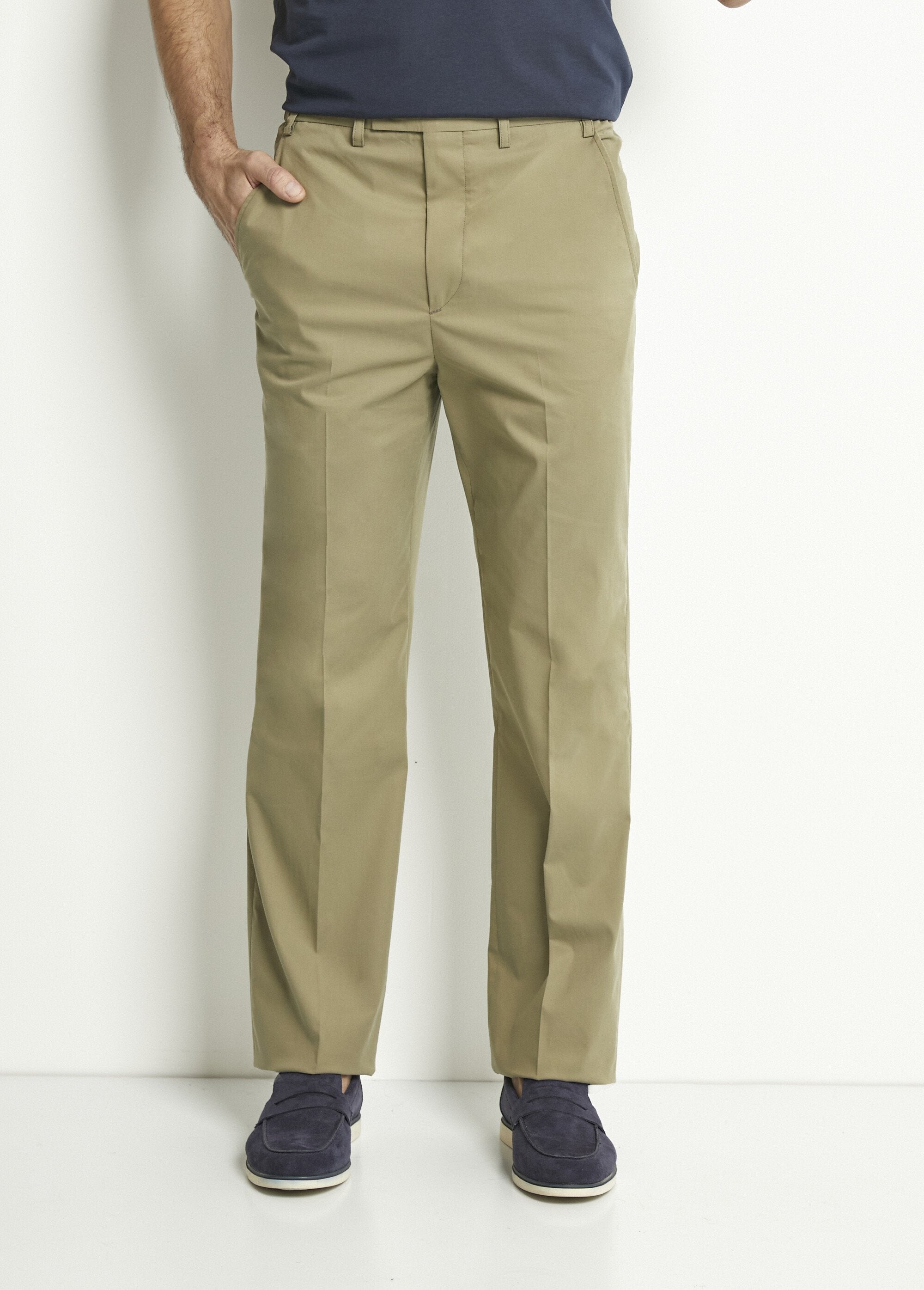 Pantalon_droit_ceinture_élastiquée_confort_Kaki_FA1_slim