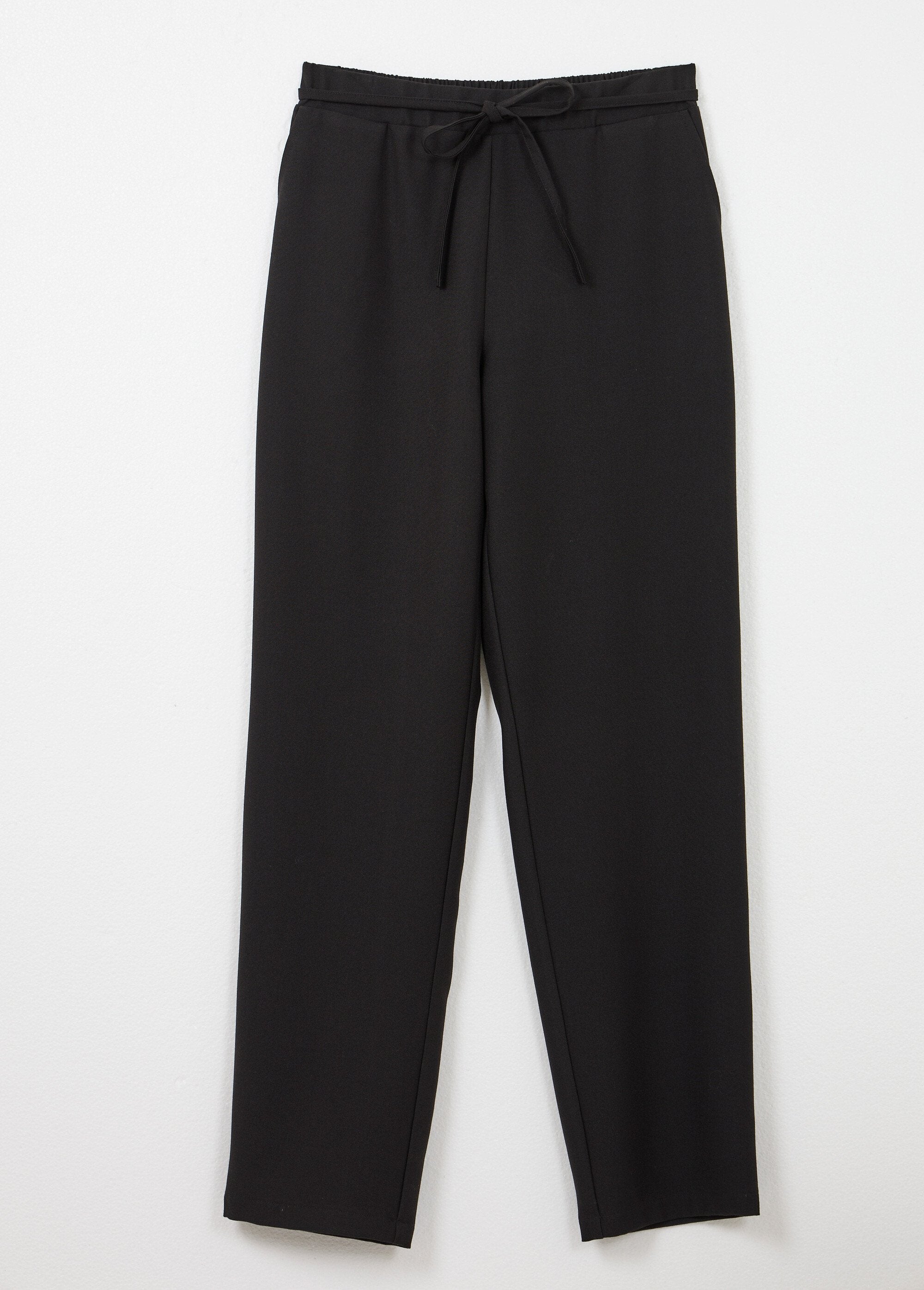 Pantalon_droit_lien_à_la_taille_3/4_élastiquée_Noir_AP1_slim