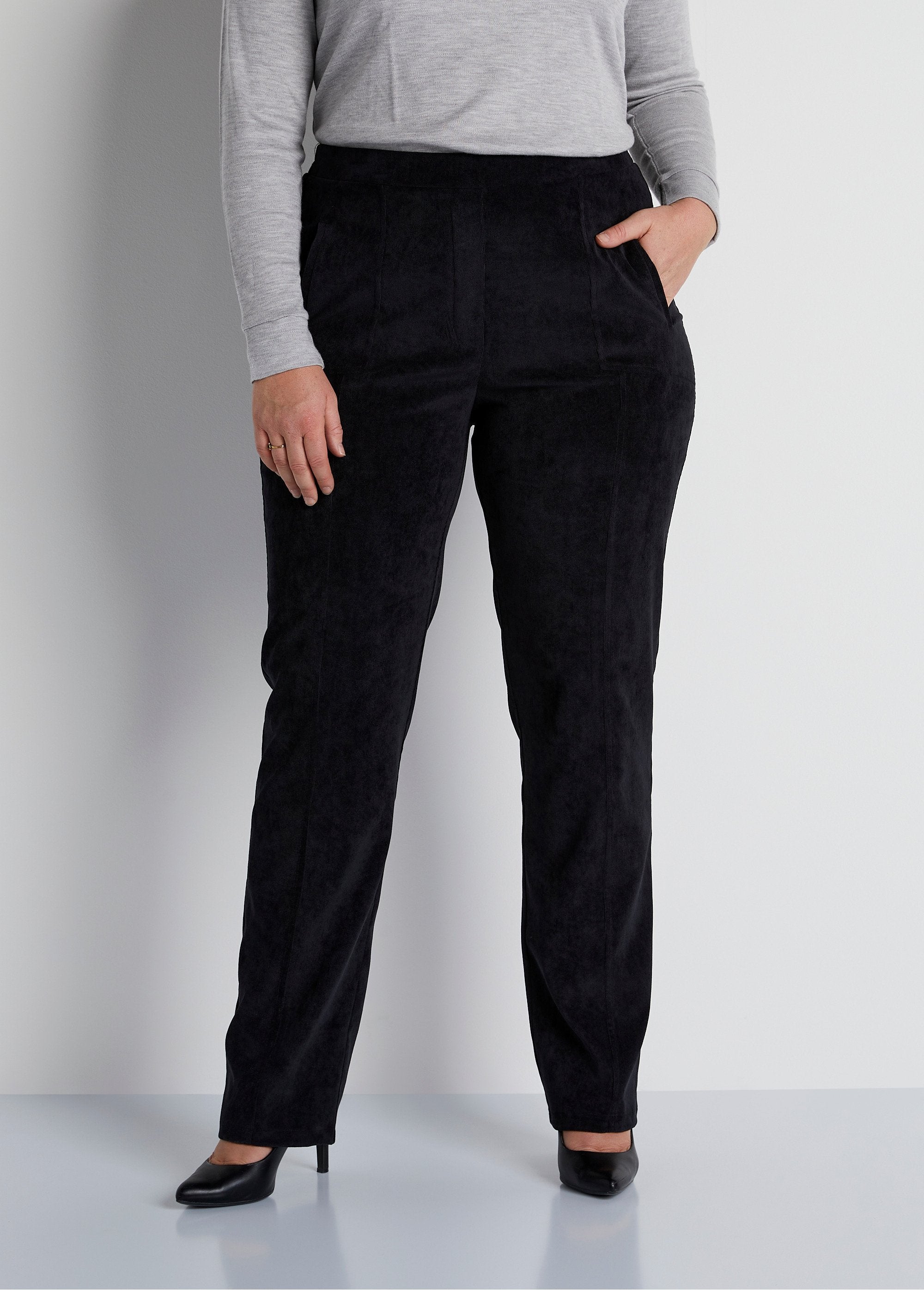 Pantalon_droit_taille_élastiquée_velours_milleraies_Noir_FA1_curvy