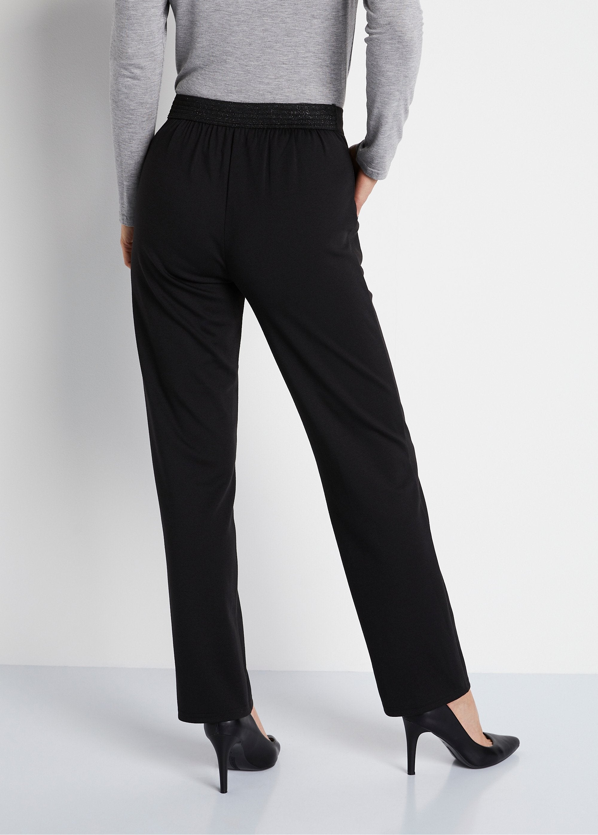 Pantalon_droit_taille_semi_élastiquée_Uni_noir_DO1_slim