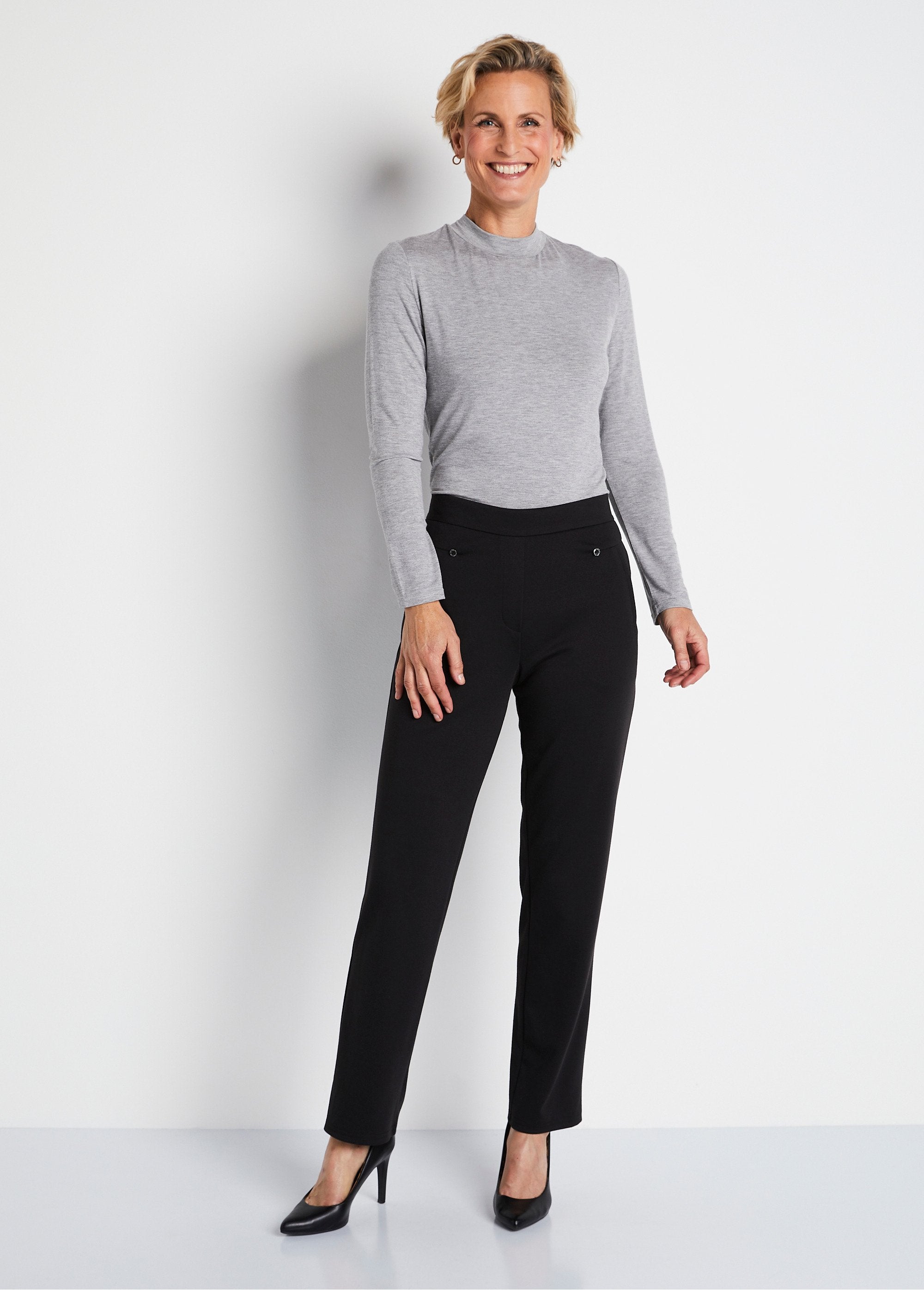 Rechte_broek_met_semi-elastische_tailleband_Effen_zwart_SF1_slim