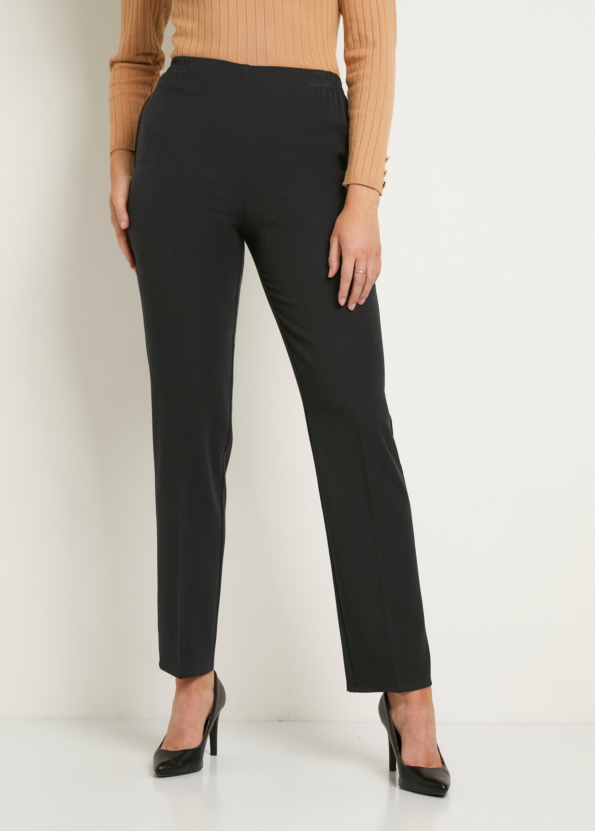 Pantalon_droit_taille_semi_élastiquée_ventre_plat_Uni_marine_FA1_slim