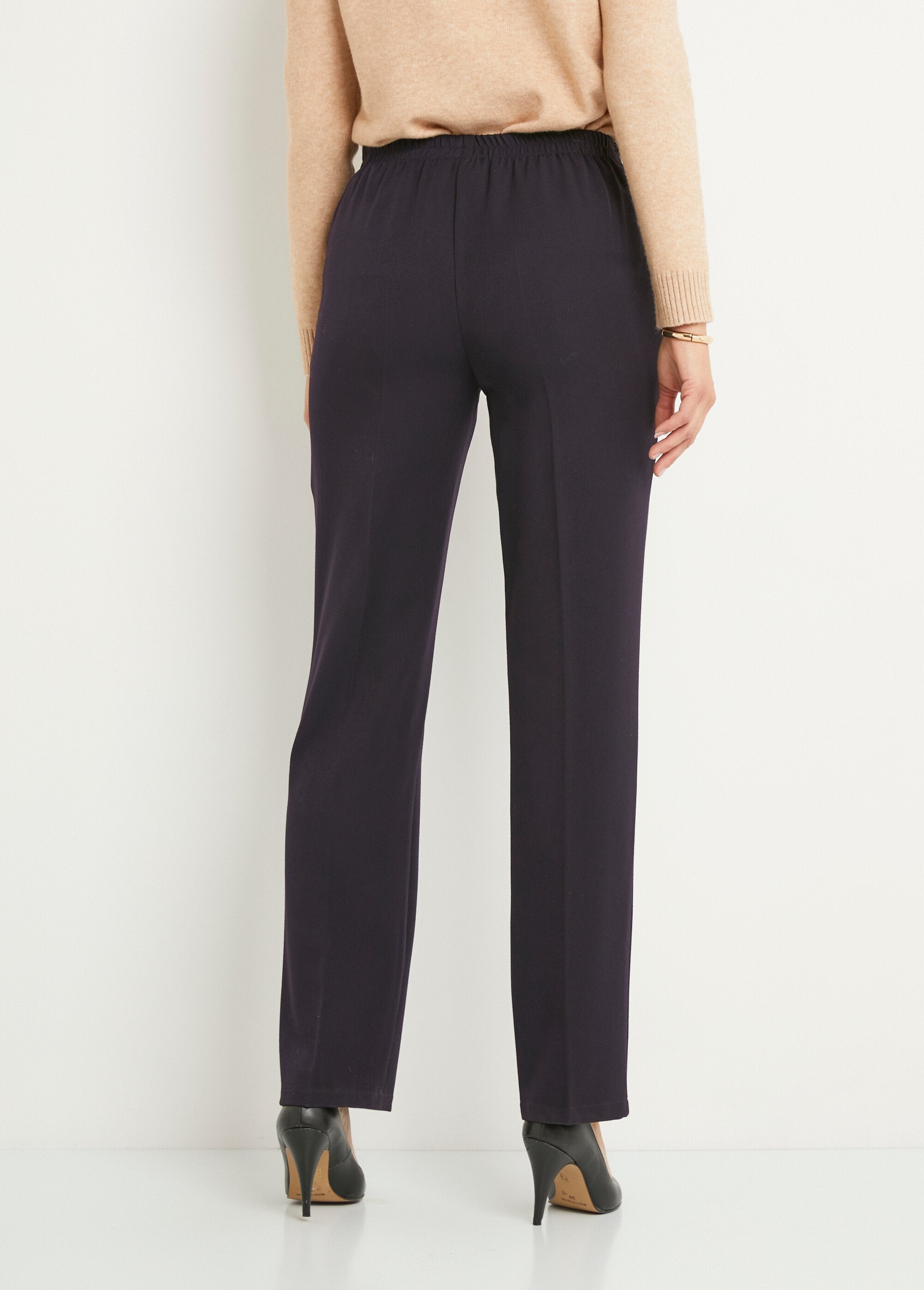 Pantalon_droit_taille_semi_élastiquée_ventre_plat_Uni_prune_DO1_slim