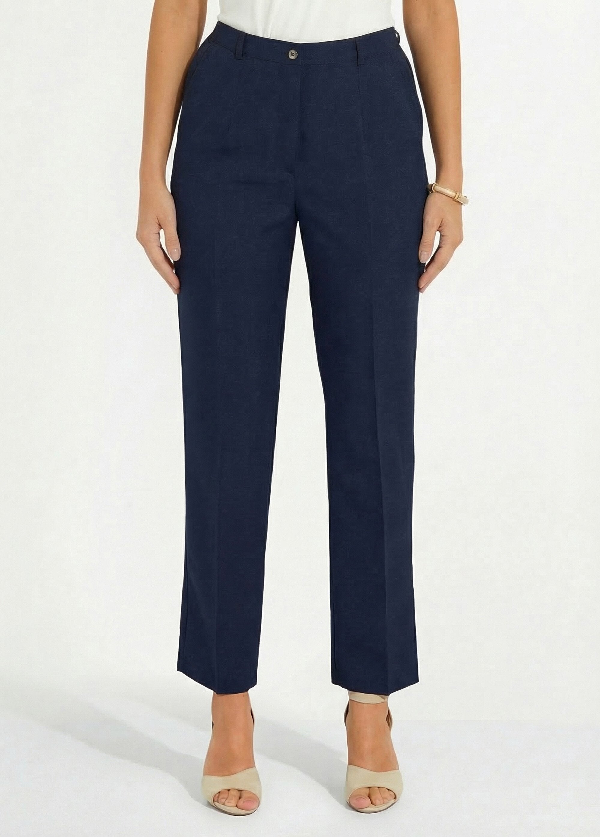 Pantalon_droit_uni_taille_semi_élastiquée_Marine_FA1_slim