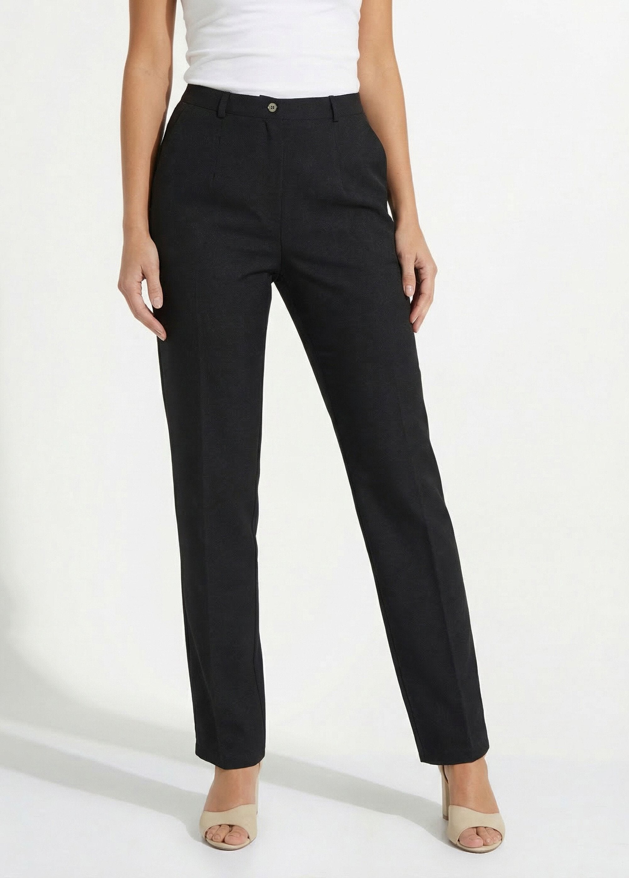Pantalon_droit_uni_taille_semi_élastiquée_Noir_FA1_slim