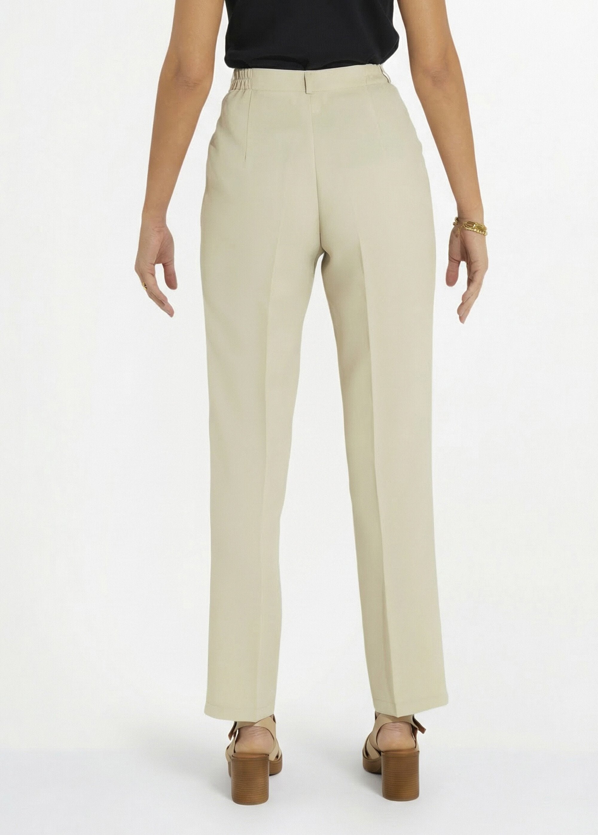 Pantalon_droit_uni_taille_semi_élastiquée_Sable_DO1_slim