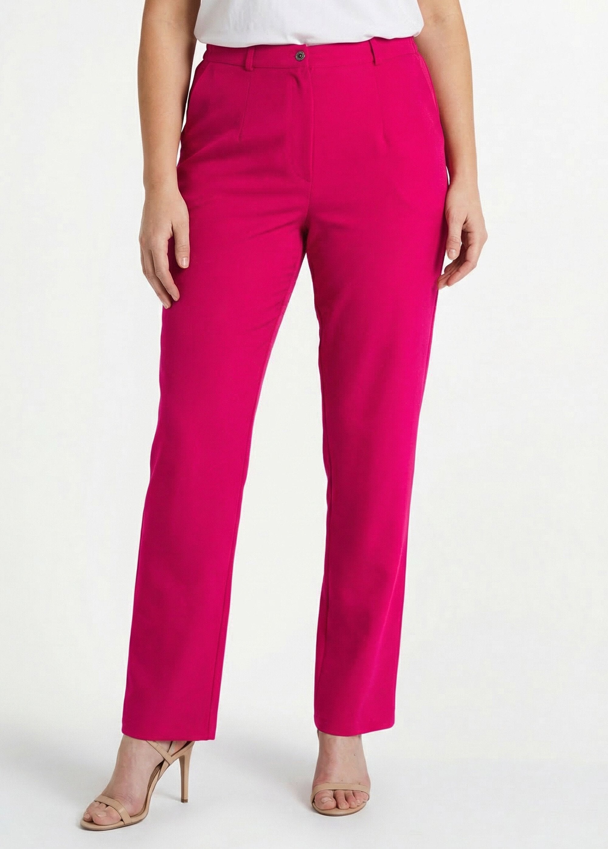 Pantalon_droit_uni_taille_semi_élastiquée_Framboise_FA1_curvy