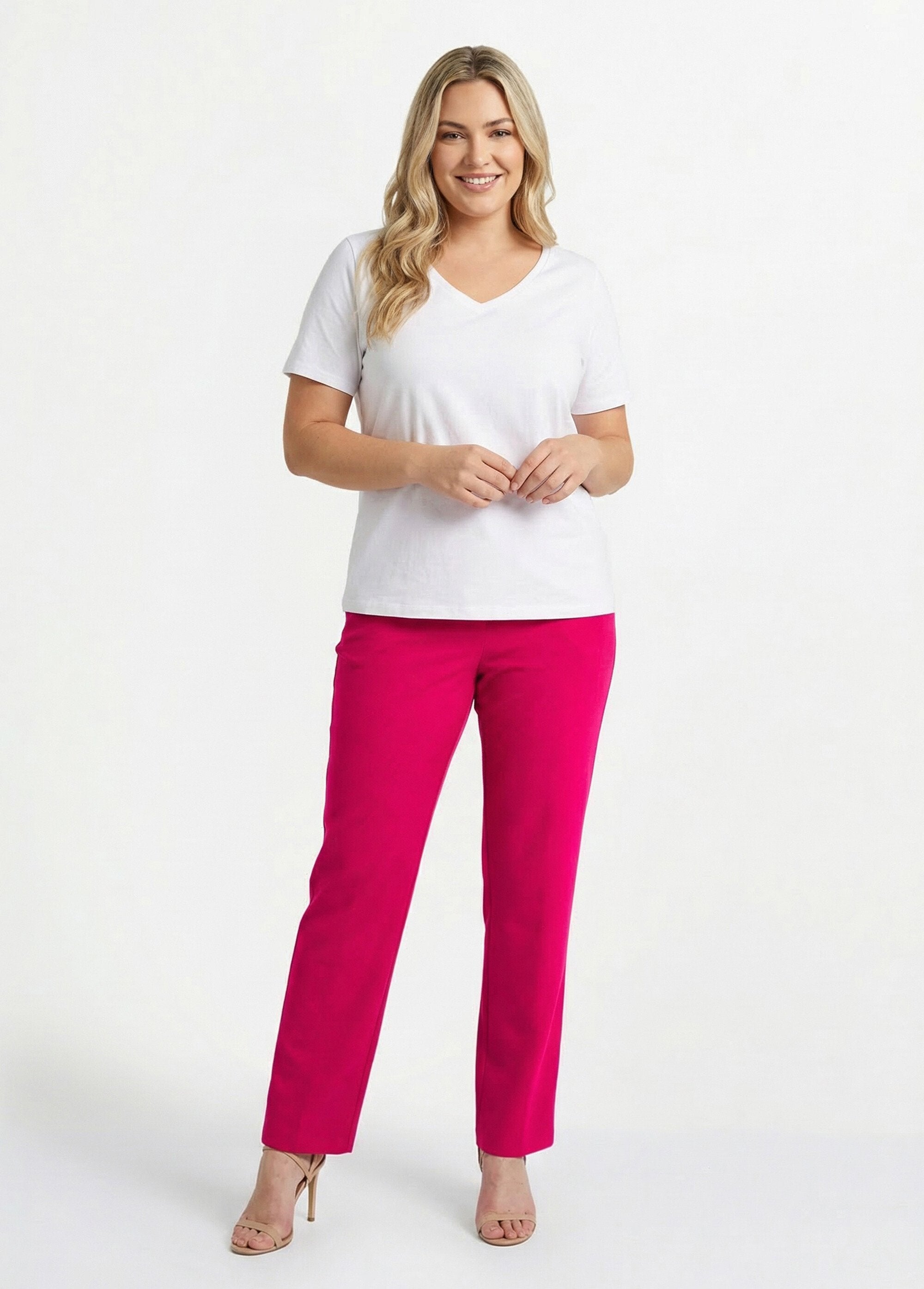 Pantalon_droit_uni_taille_semi_élastiquée_Framboise_SF1_curvy